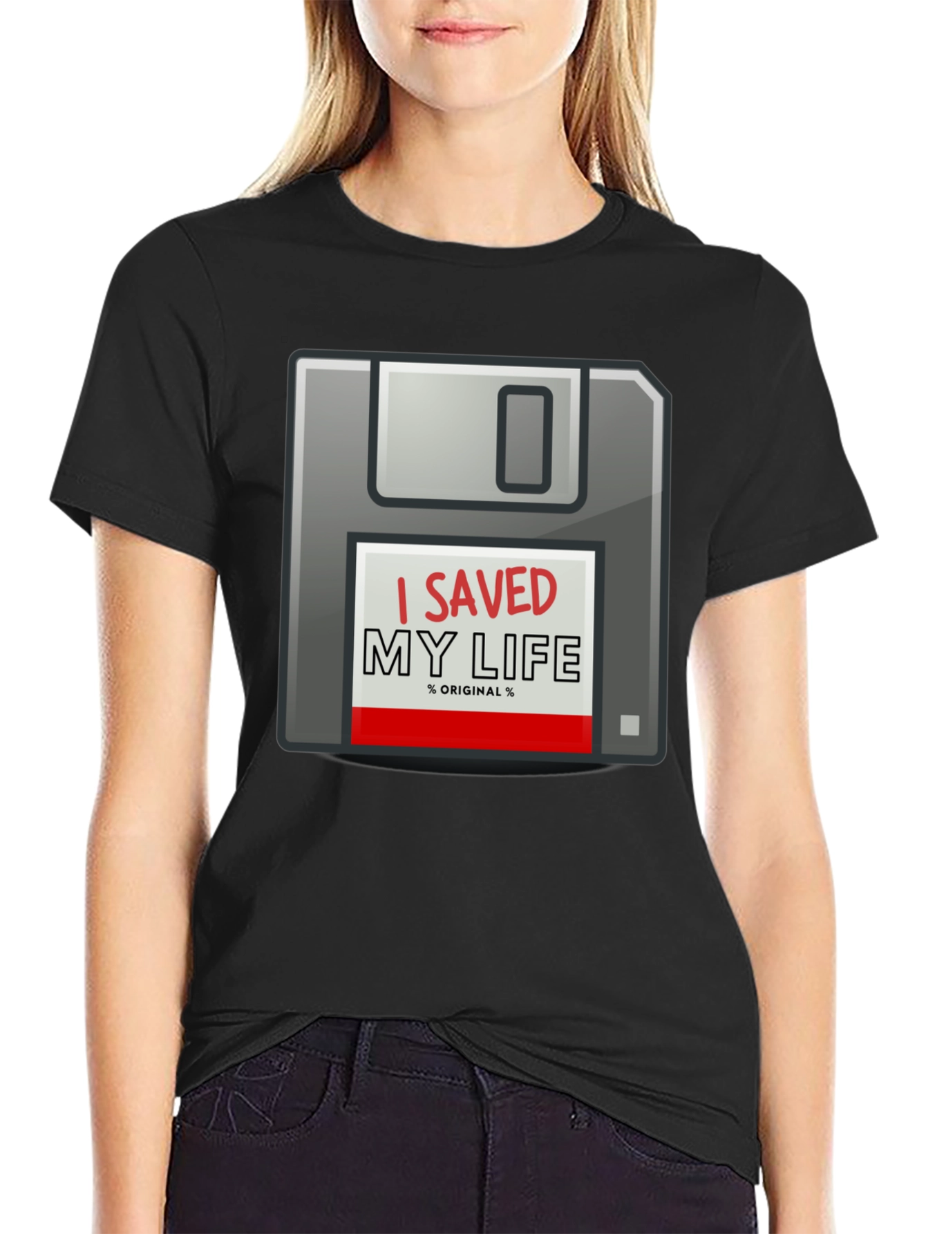 I Saved My Life Floppy Disk Graphic T-Shirt