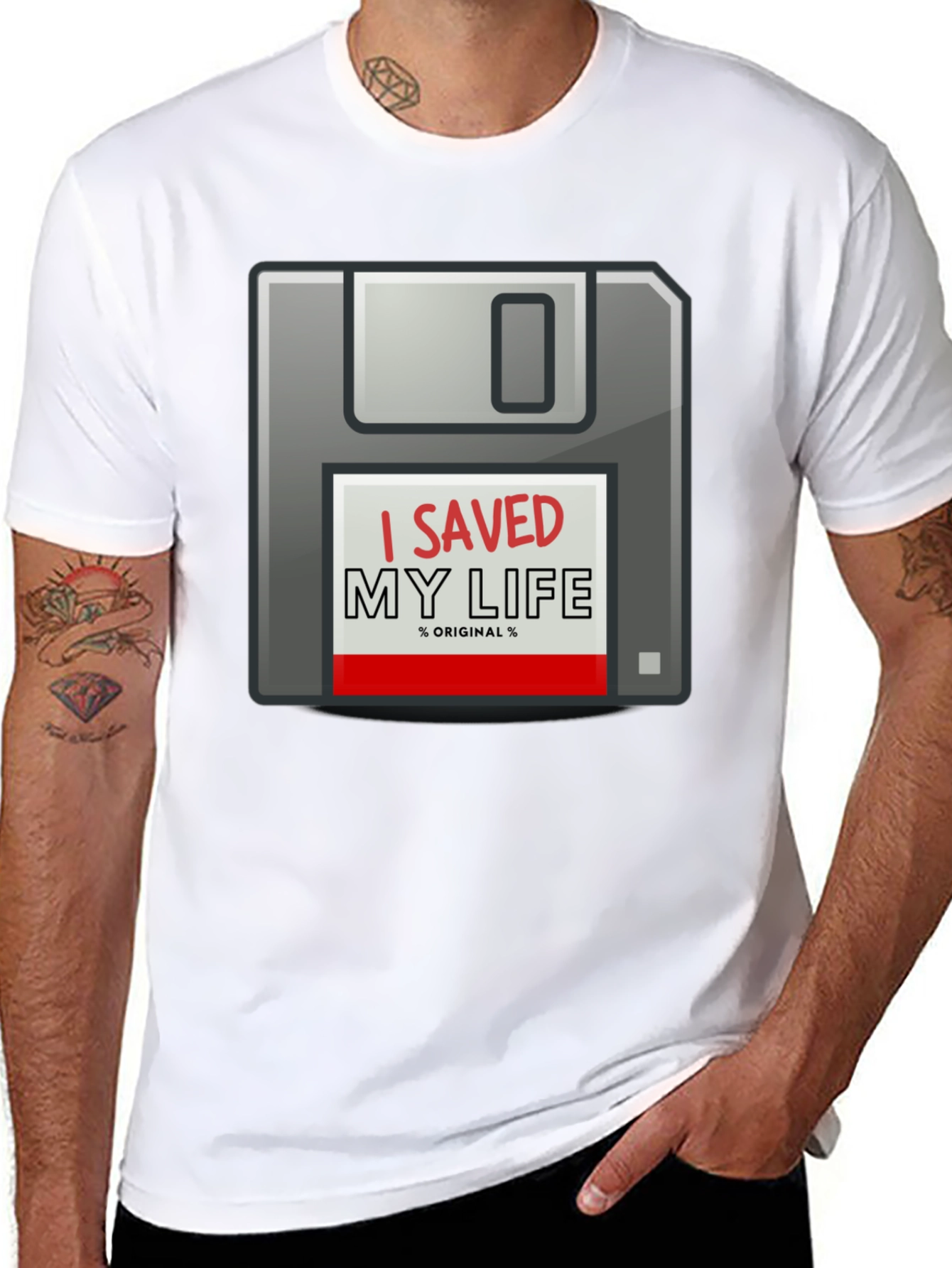 I Saved My Life Floppy Disk Graphic T-Shirt