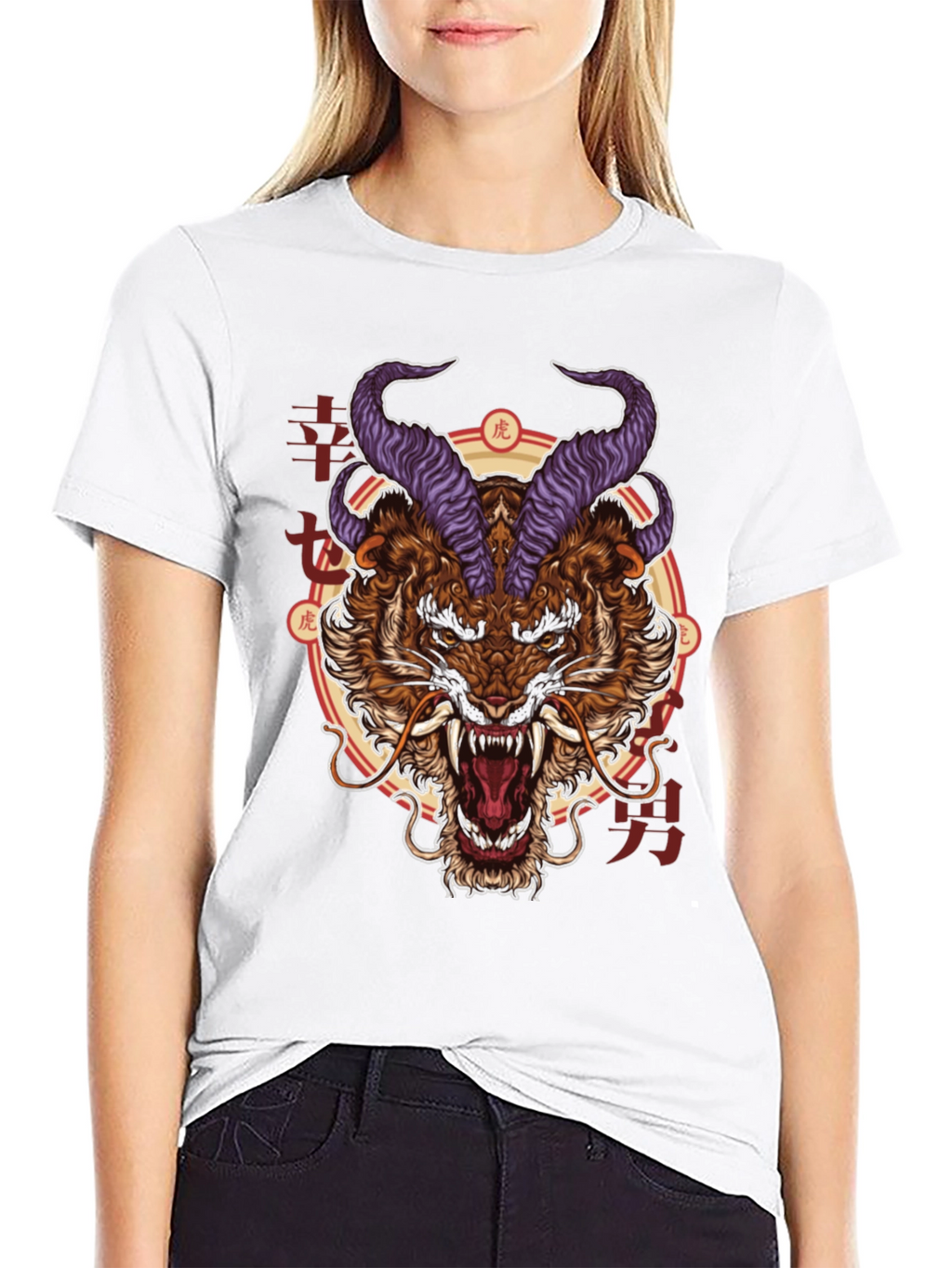 Tiger Demon Graphic Print T-Shirt