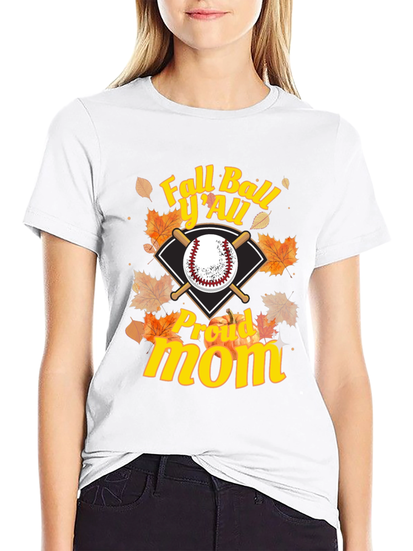 Fall Ball Yall Proud Mom Graphic Tee