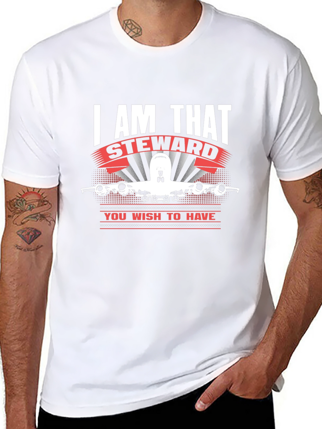 I AM THAT Steward T-Shirt Airplane Design