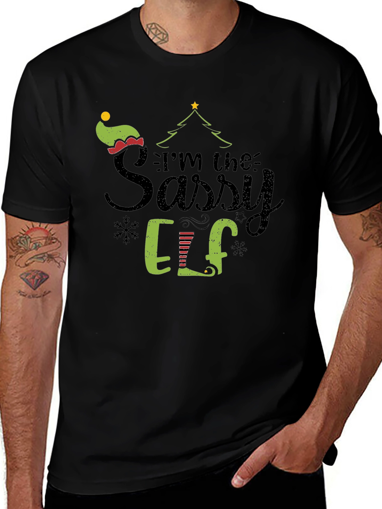 Sassy Elf Christmas Graphic Tee Shirt