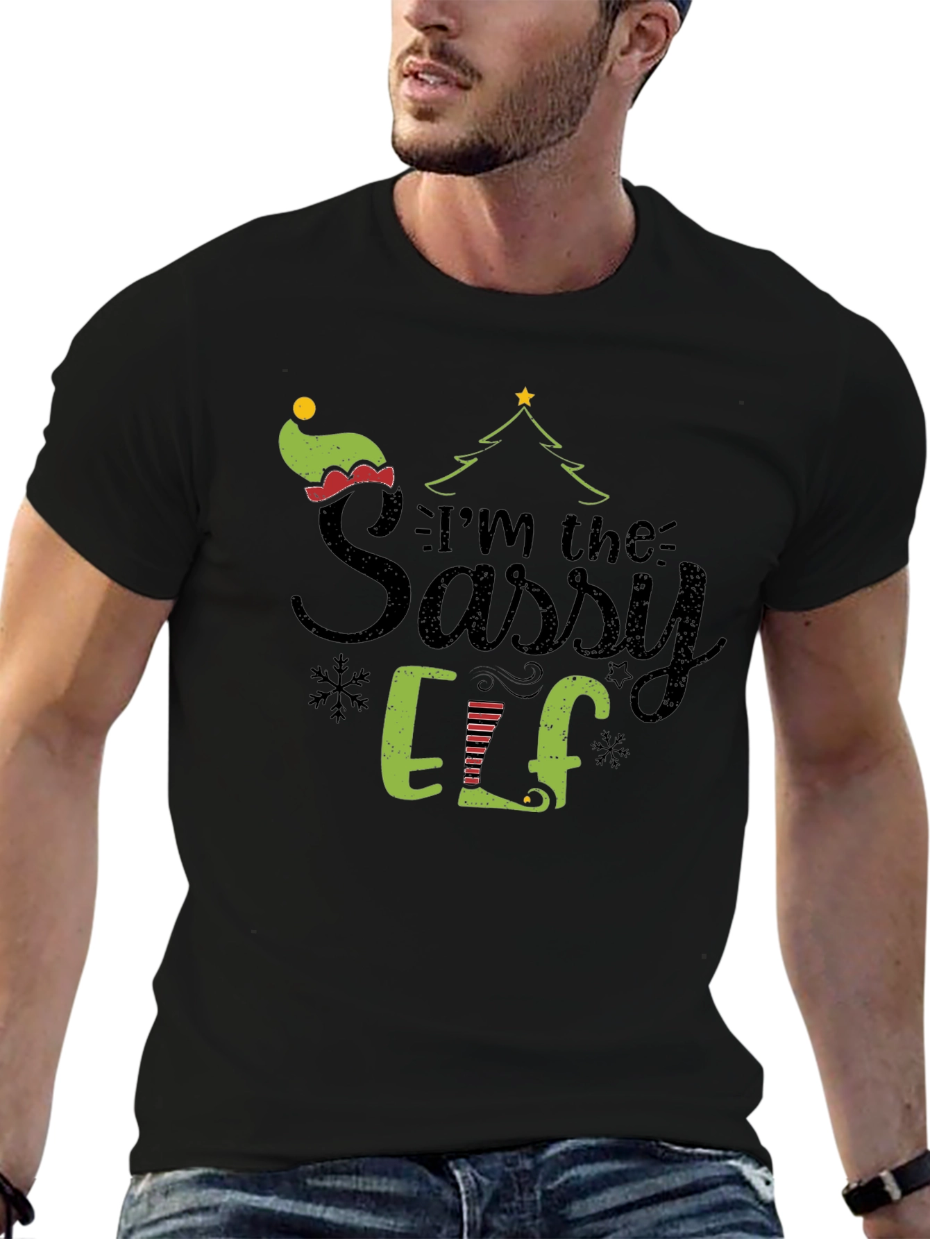 Sassy Elf Christmas Graphic Tee Shirt