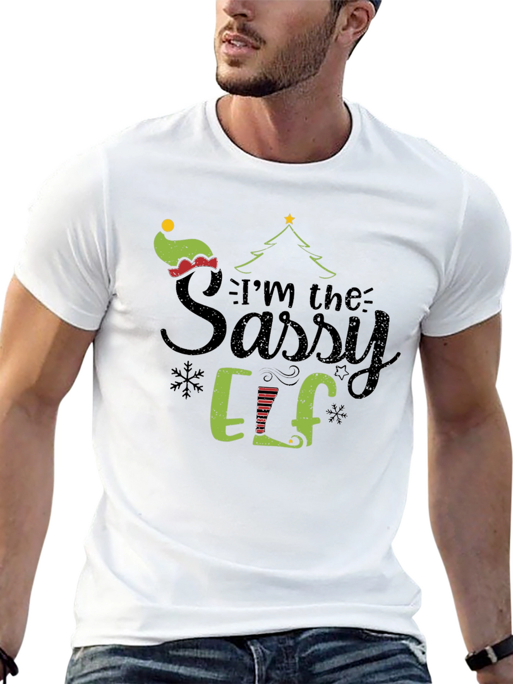 Sassy Elf Christmas Graphic Tee Shirt