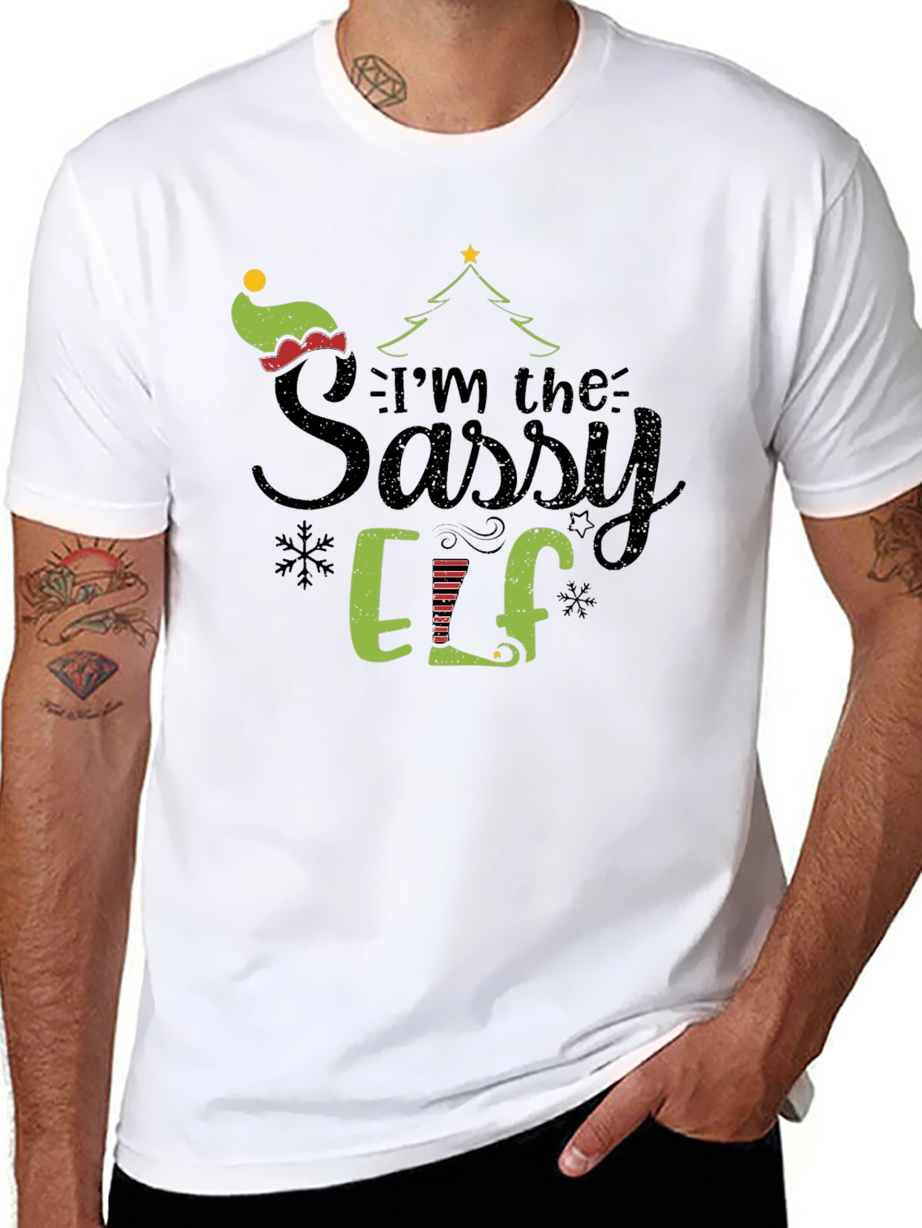 Sassy Elf Christmas Graphic Tee Shirt