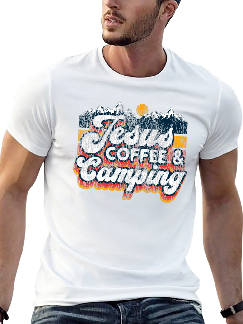 Jesus Coffee Camping T-Shirt | Religious Outdoors