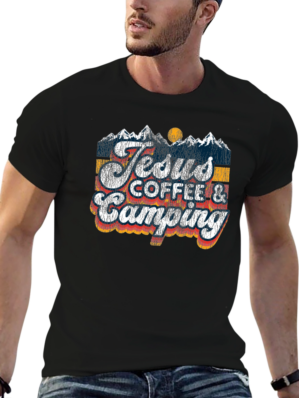 Jesus Coffee Camping T-Shirt | Religious Outdoors