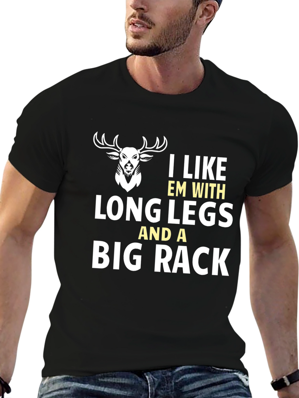 Funny Deer Hunter T-Shirt Long Legs Big Rack