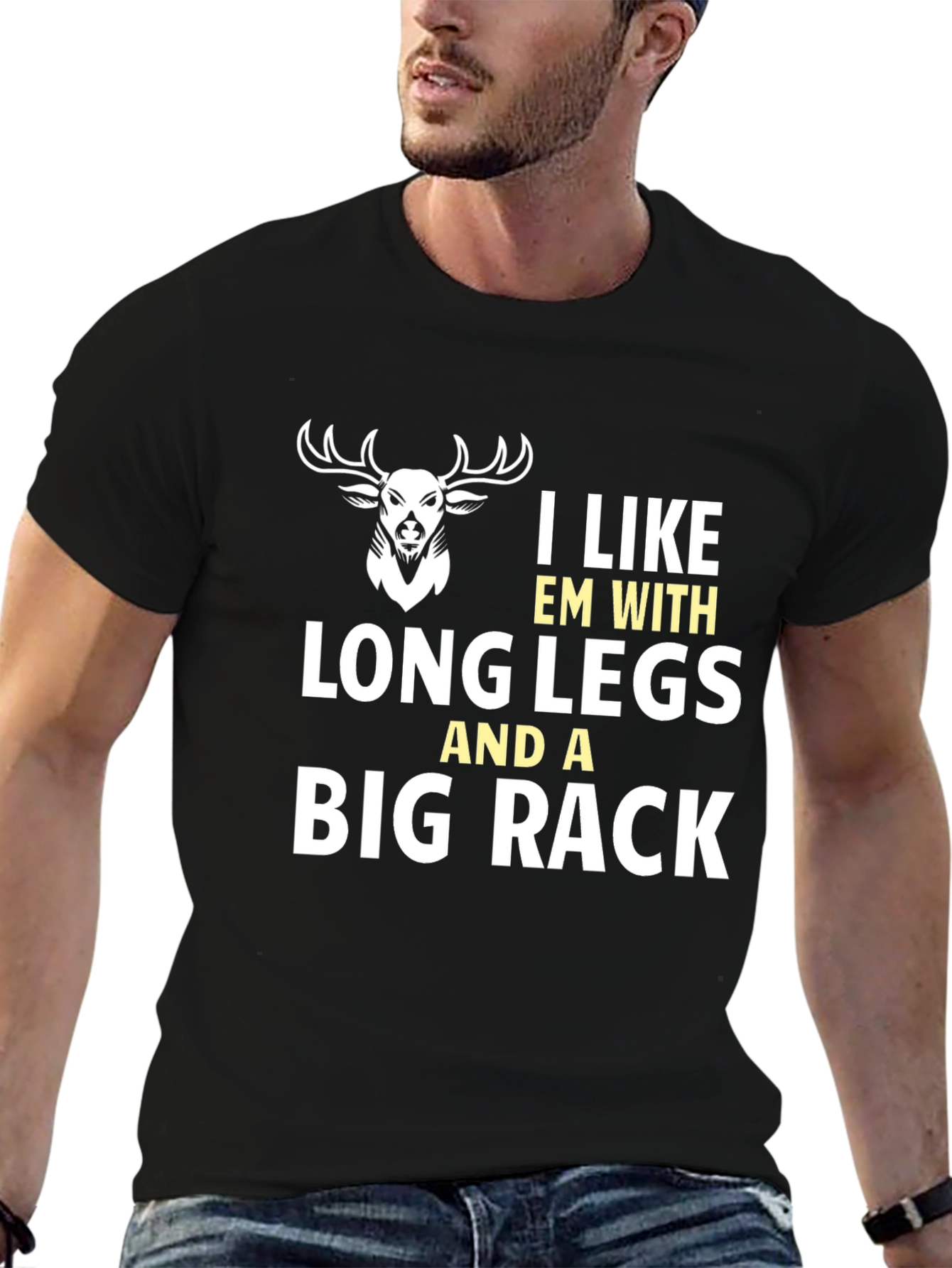 Funny Deer Hunter T-Shirt Long Legs Big Rack
