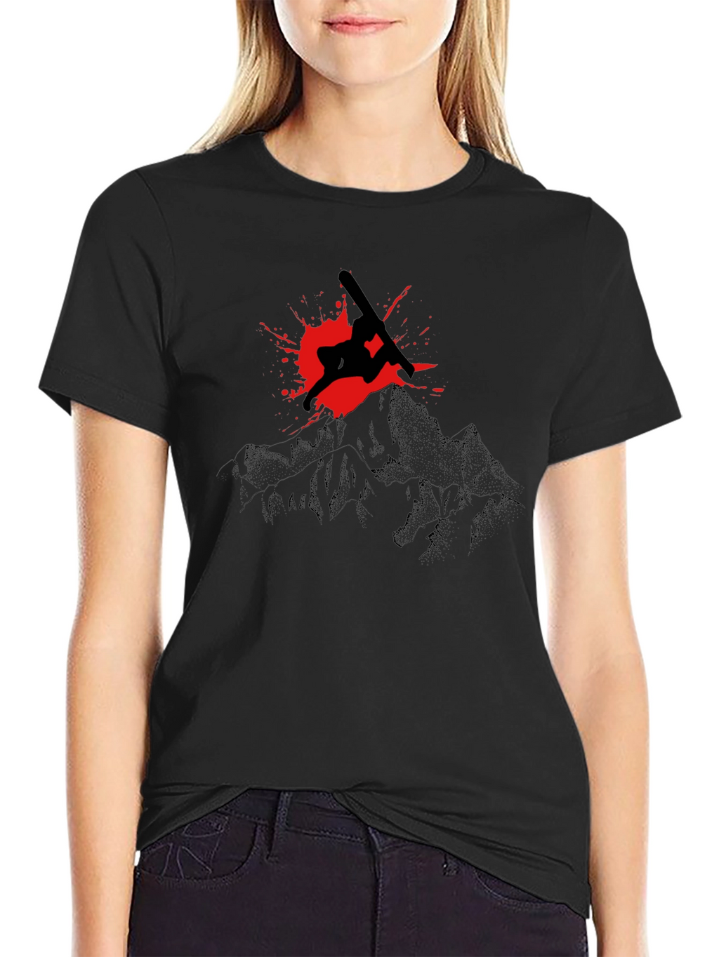 Snowboarder Mountain Graphic T-Shirt