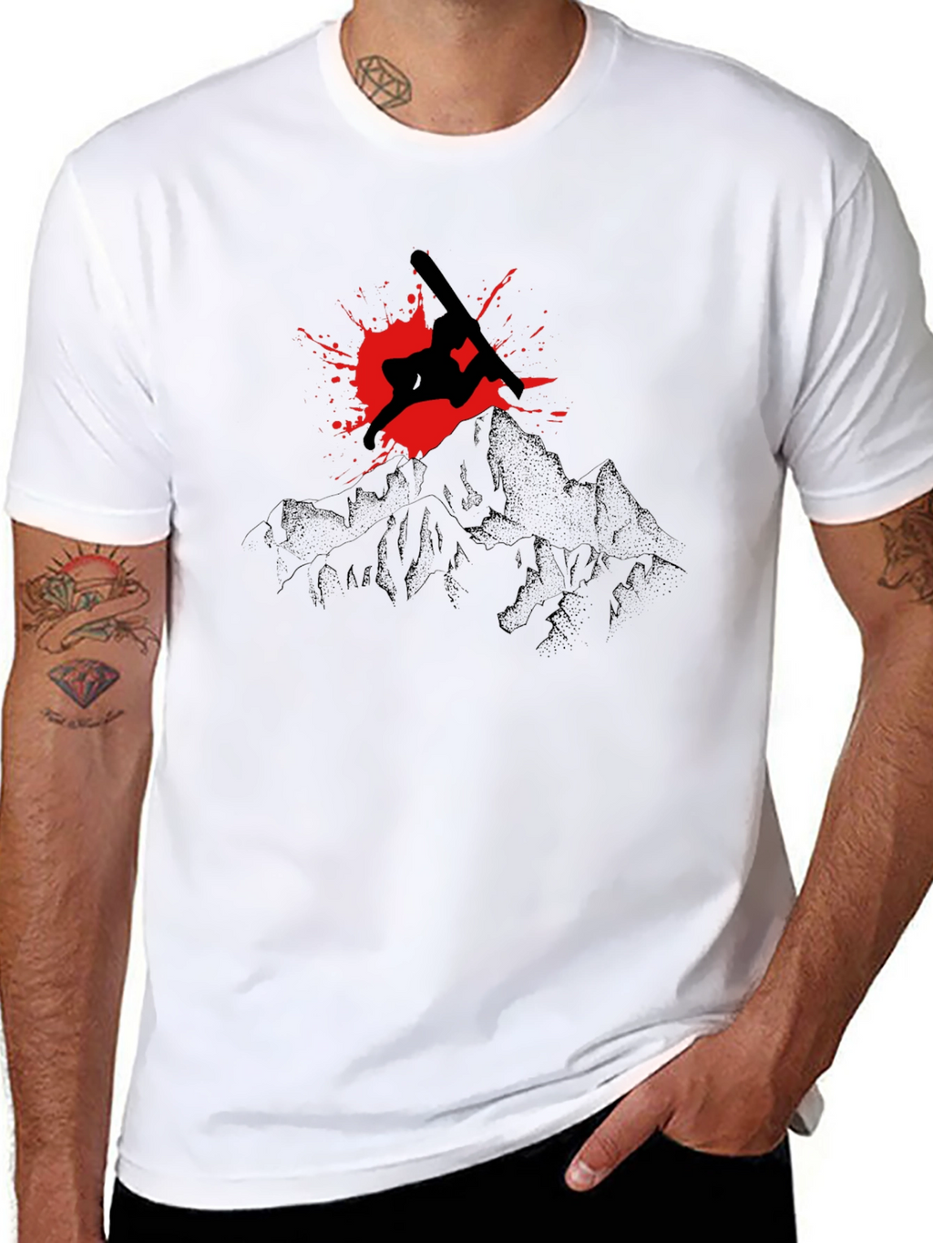 Snowboarder Mountain Graphic T-Shirt