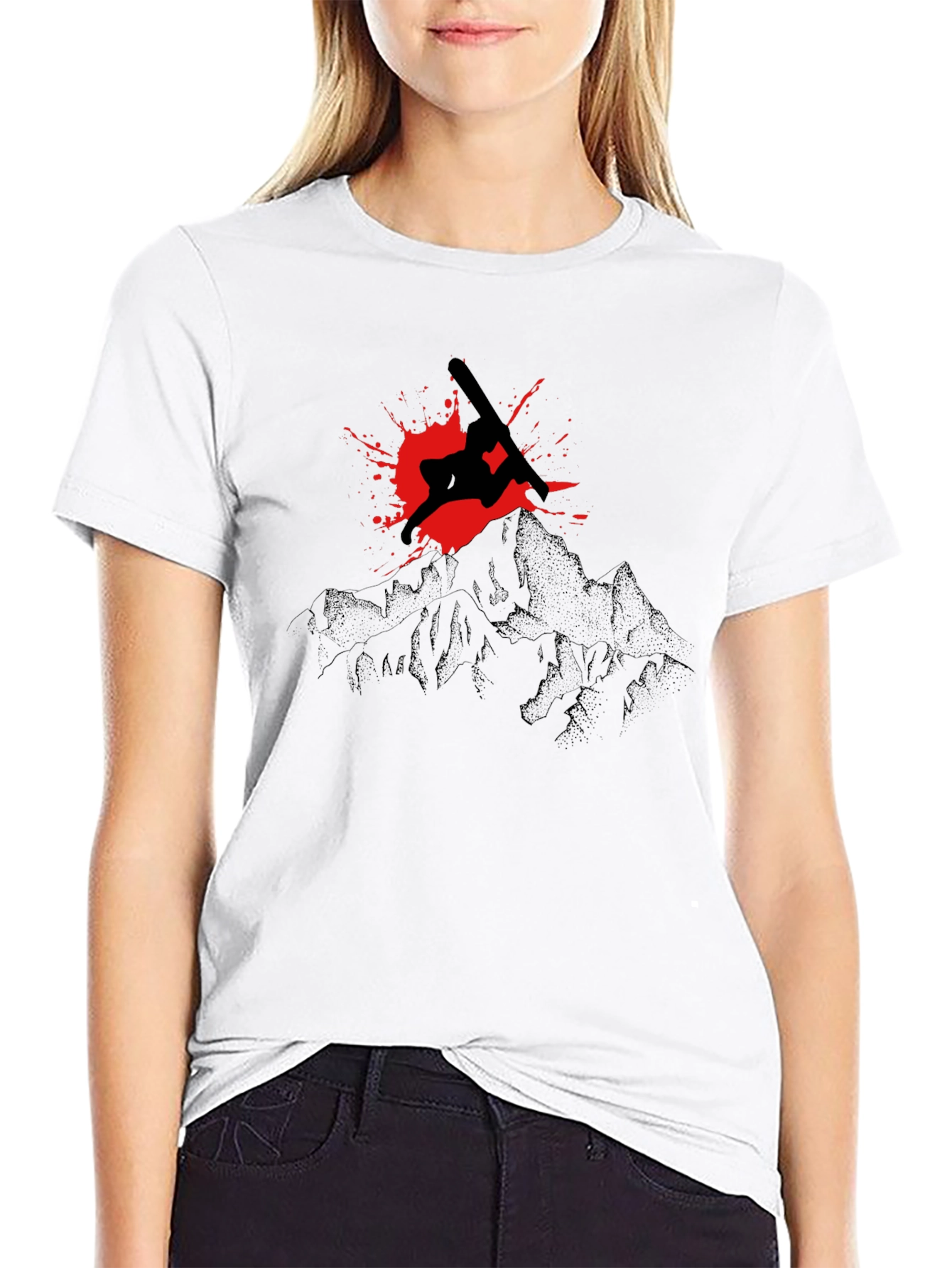 Snowboarder Mountain Graphic T-Shirt