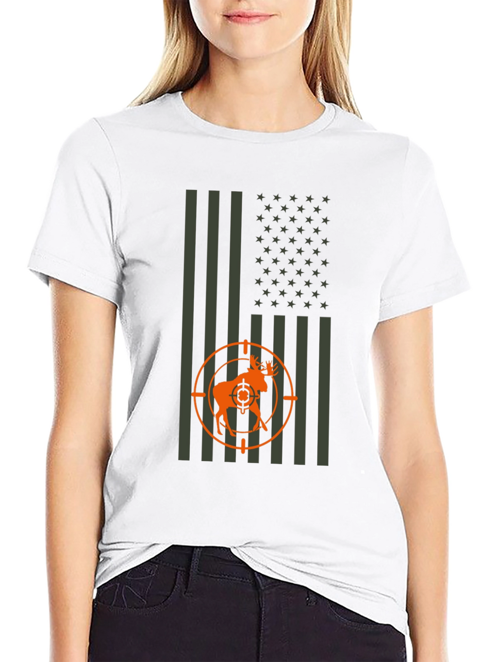 Hunting Moose Flag Graphic Tee