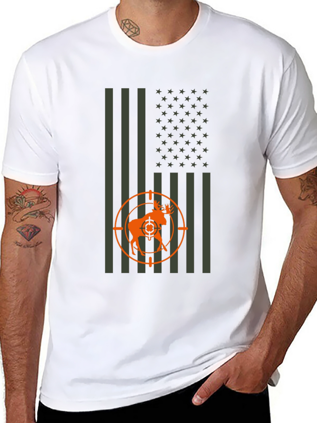 Hunting Moose Flag Graphic Tee