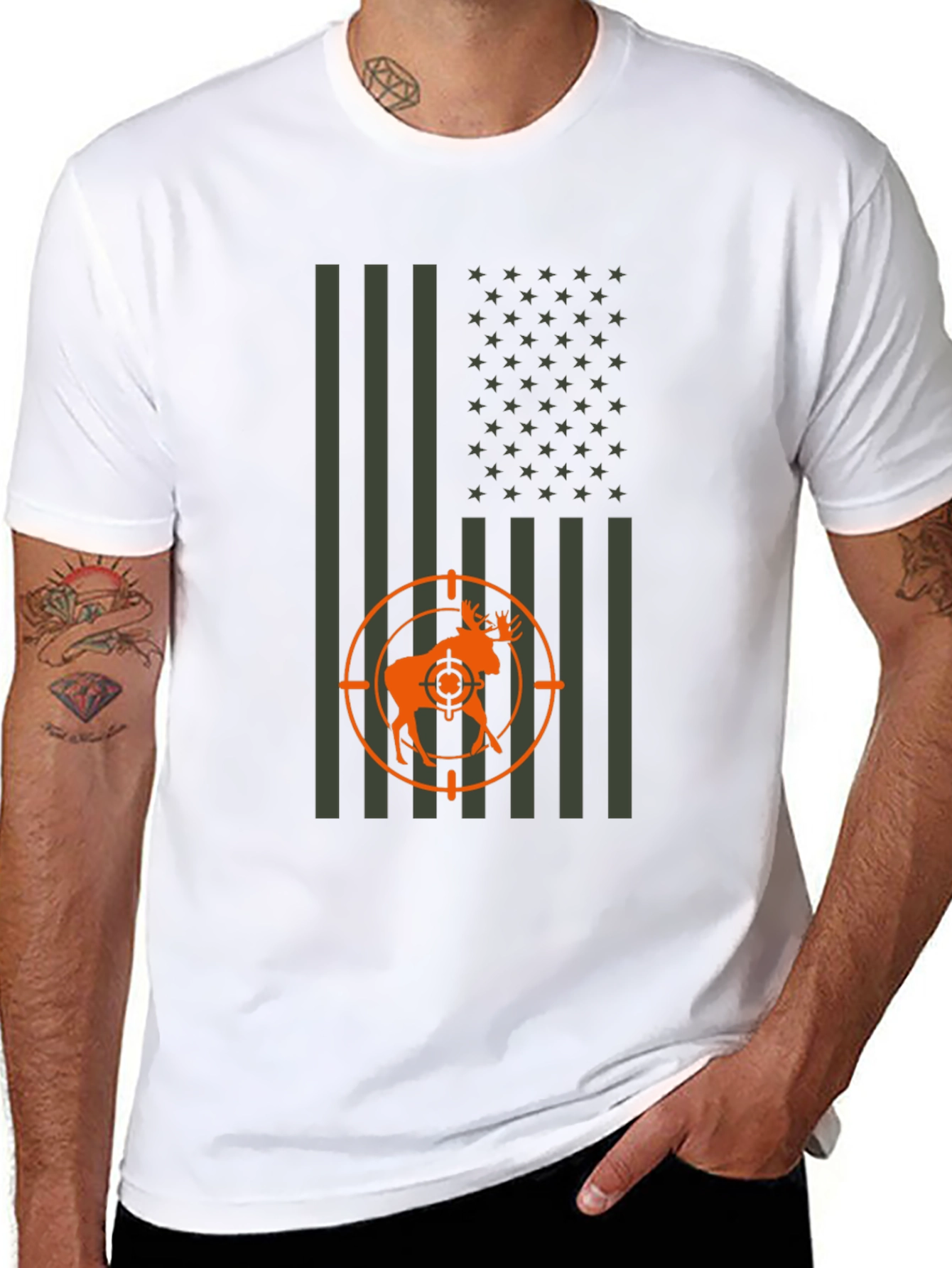 Hunting Moose Flag Graphic Tee