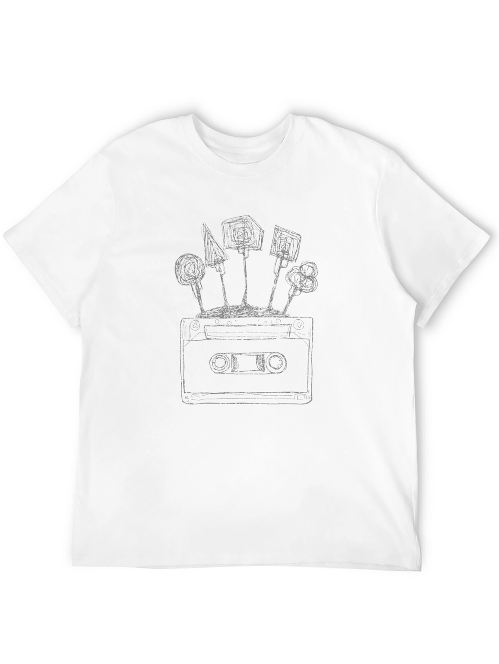 Retro Cassette Tape & Lollipop Black T-Shirt