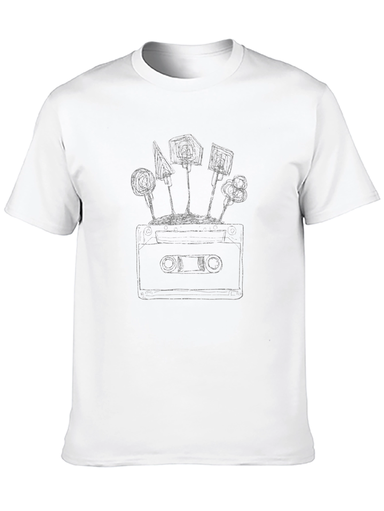 Retro Cassette Tape & Lollipop Black T-Shirt