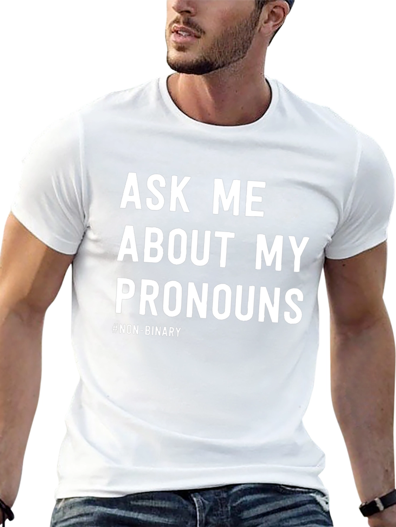 Ask Me About My Pronouns T-Shirt - Non-Binary Pride