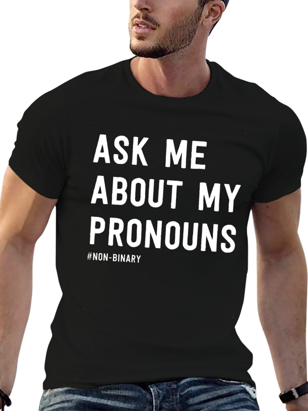 Ask Me About My Pronouns T-Shirt - Non-Binary Pride