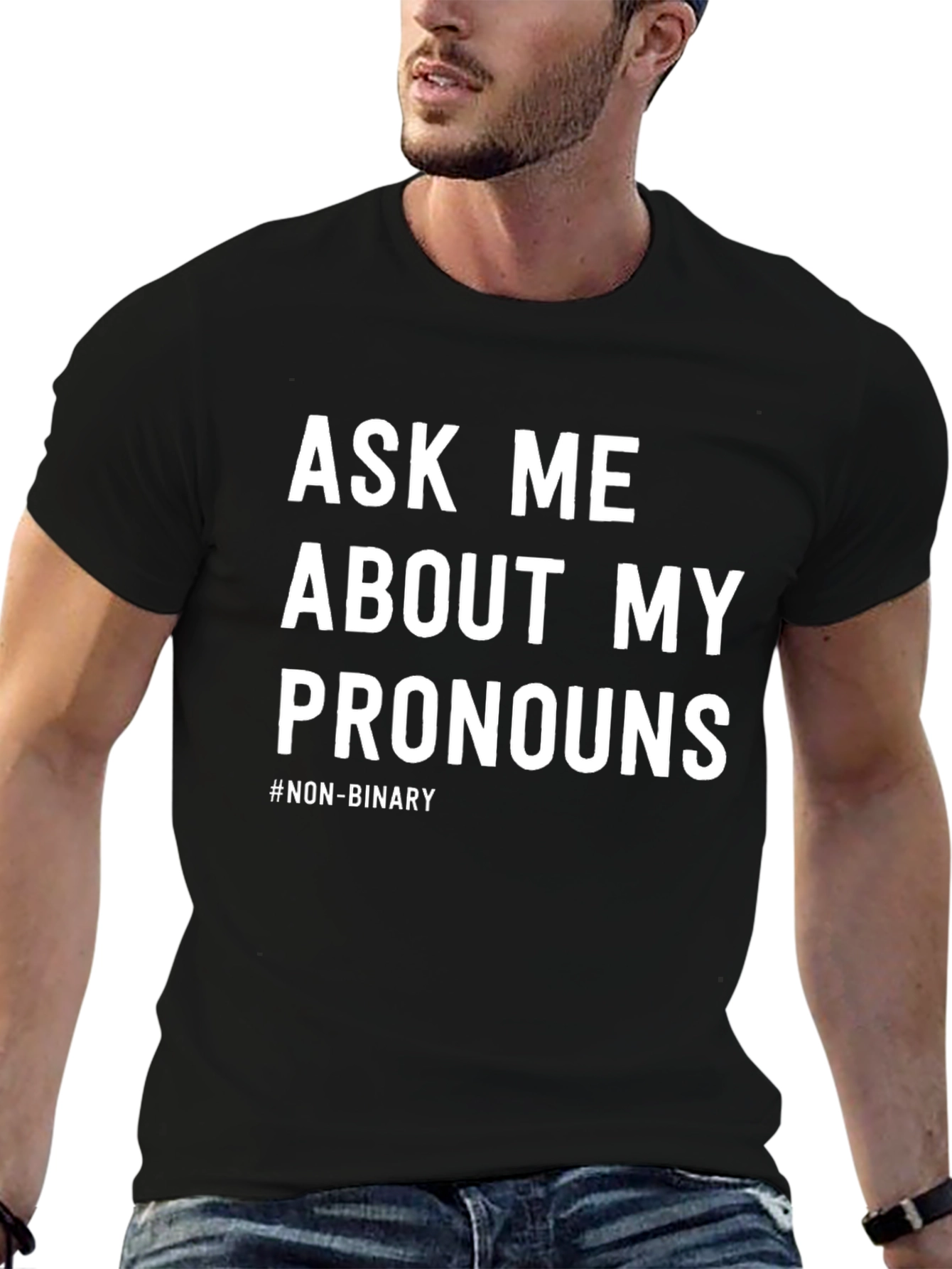 Ask Me About My Pronouns T-Shirt - Non-Binary Pride