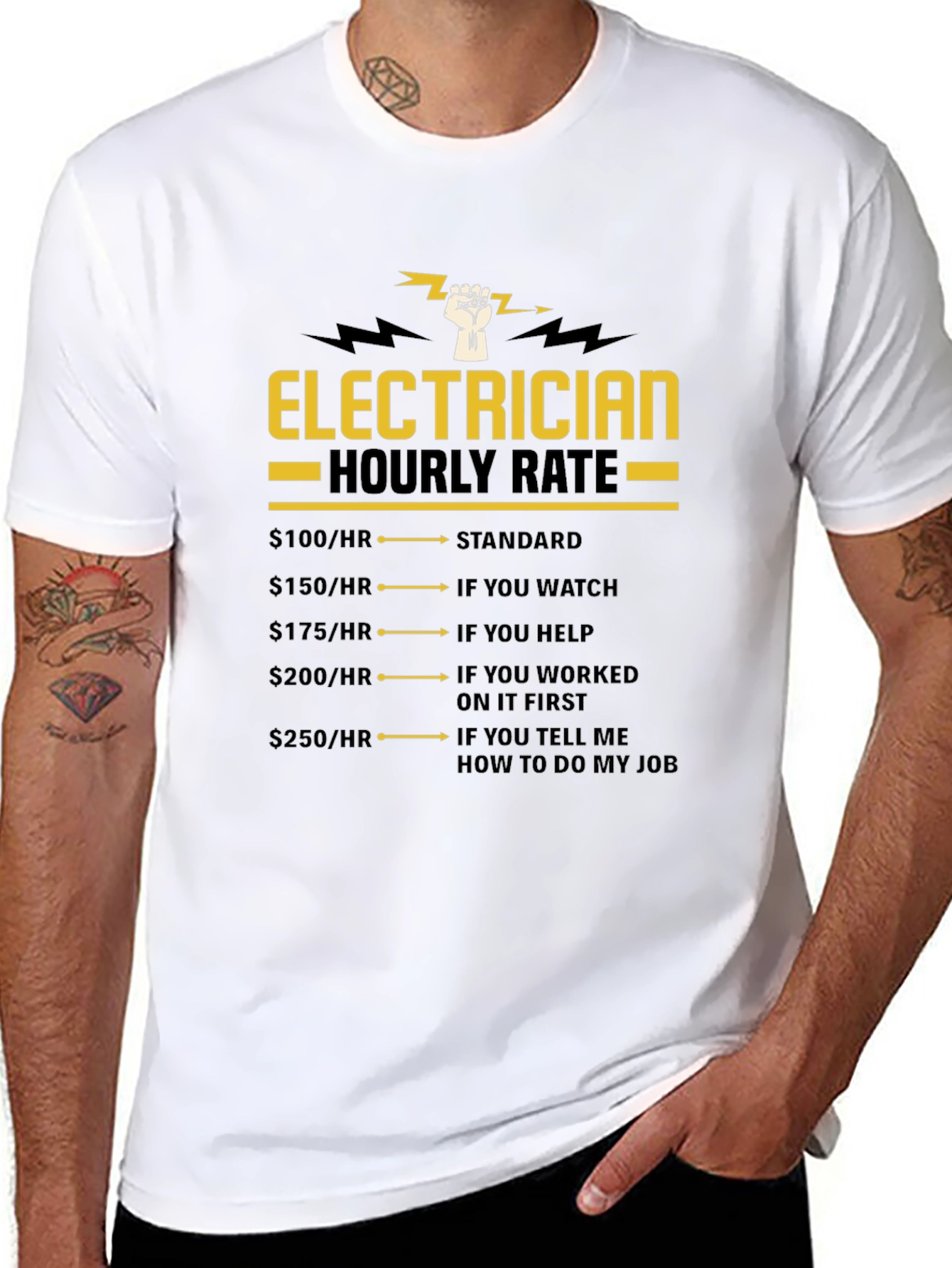 Electrician Hourly Rate Funny T-Shirt
