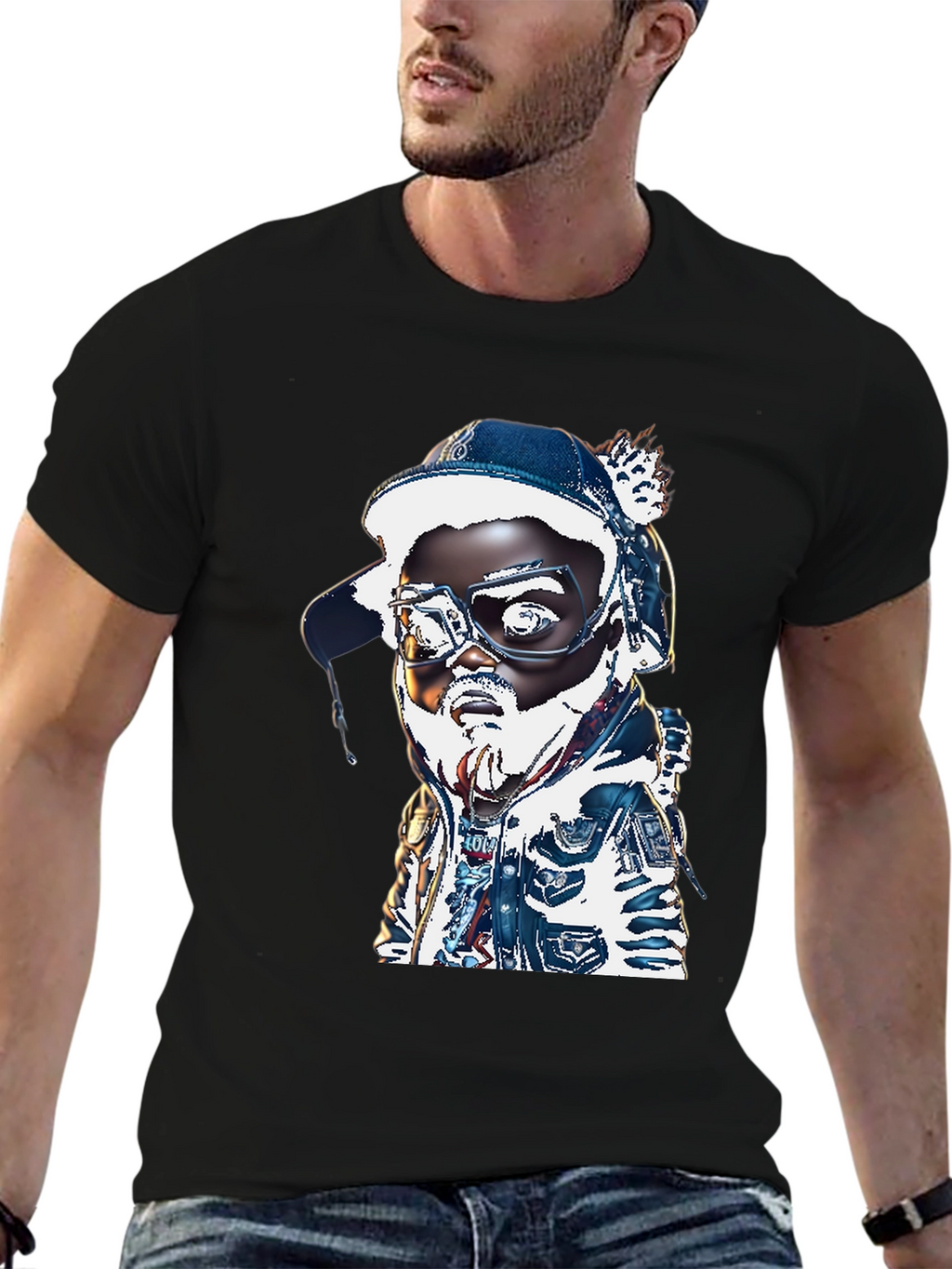 Cartoon Character T-Shirt - Black