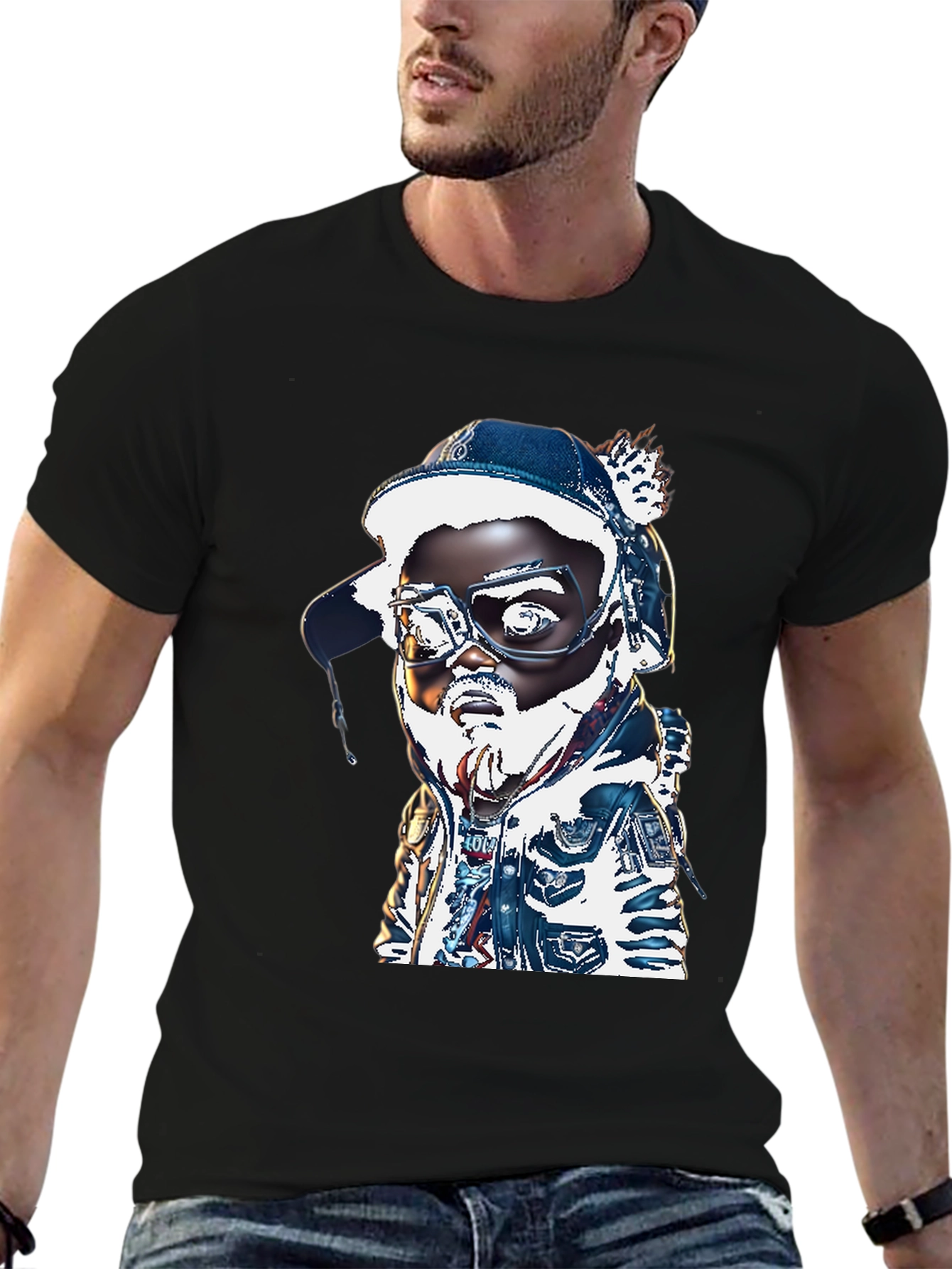 Cartoon Character T-Shirt - Black