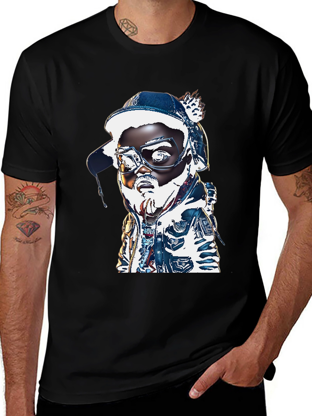 Cartoon Character T-Shirt - Black