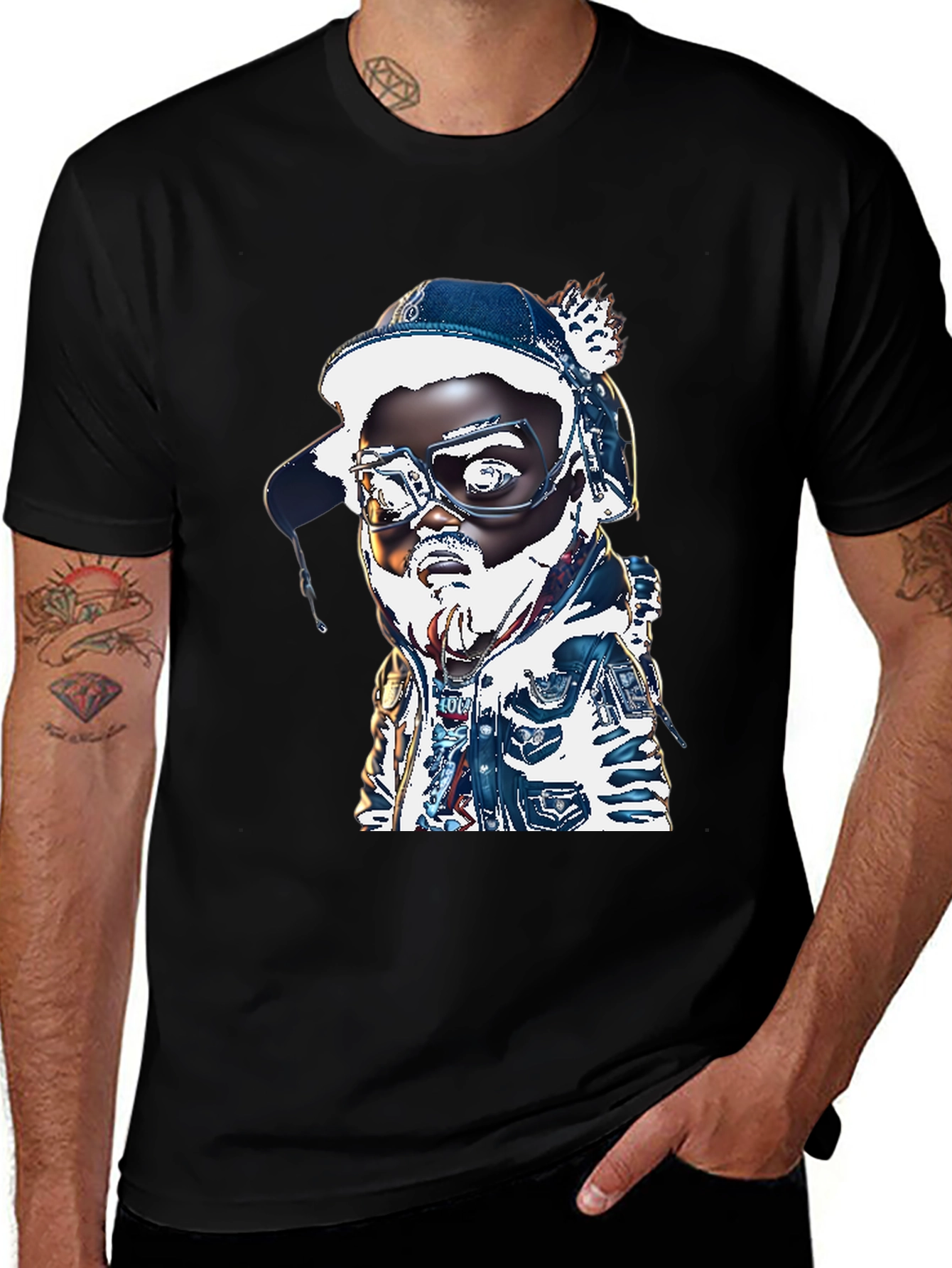 Cartoon Character T-Shirt - Black