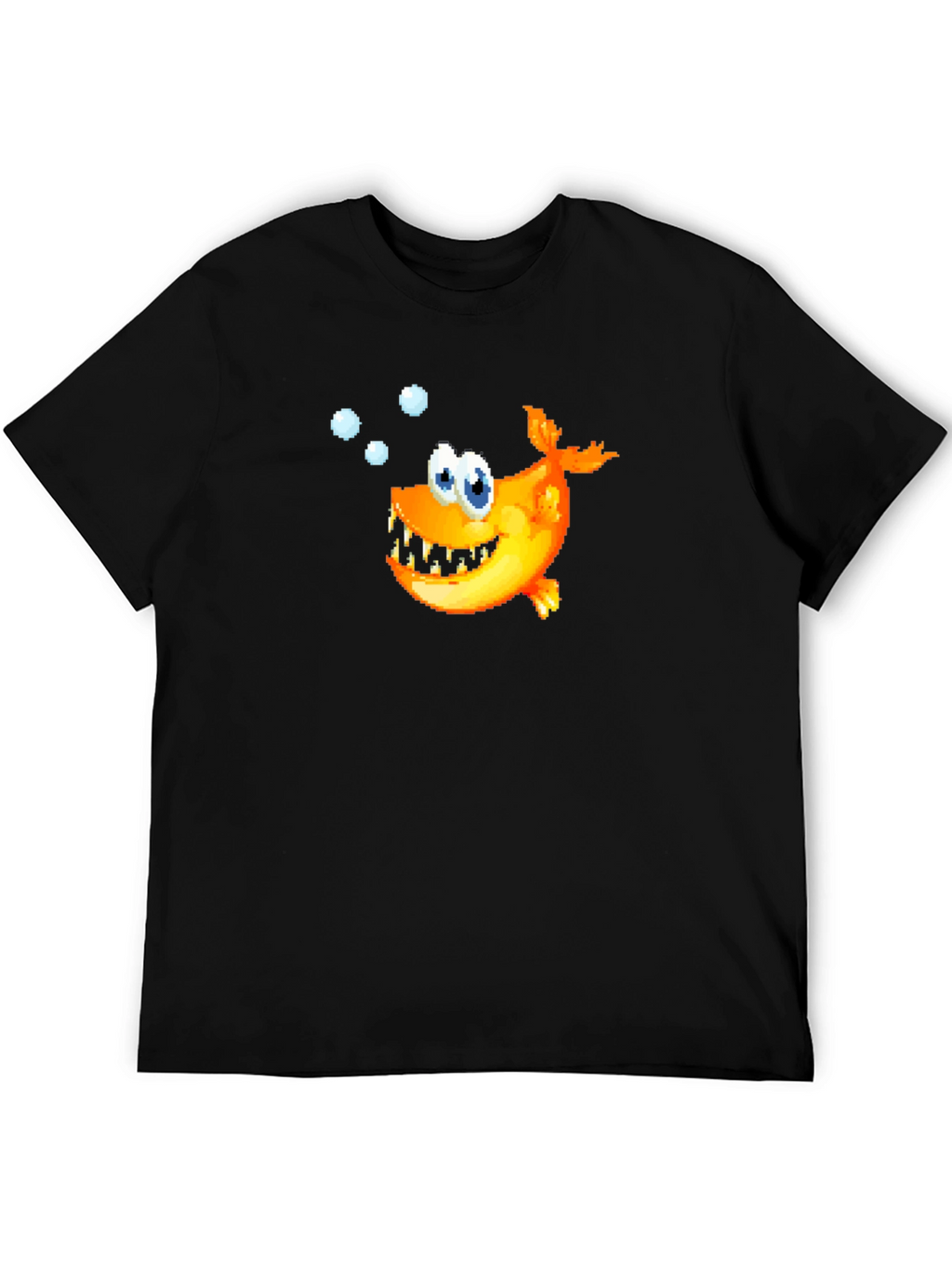 Cartoon Fish Graphic Black T-Shirt