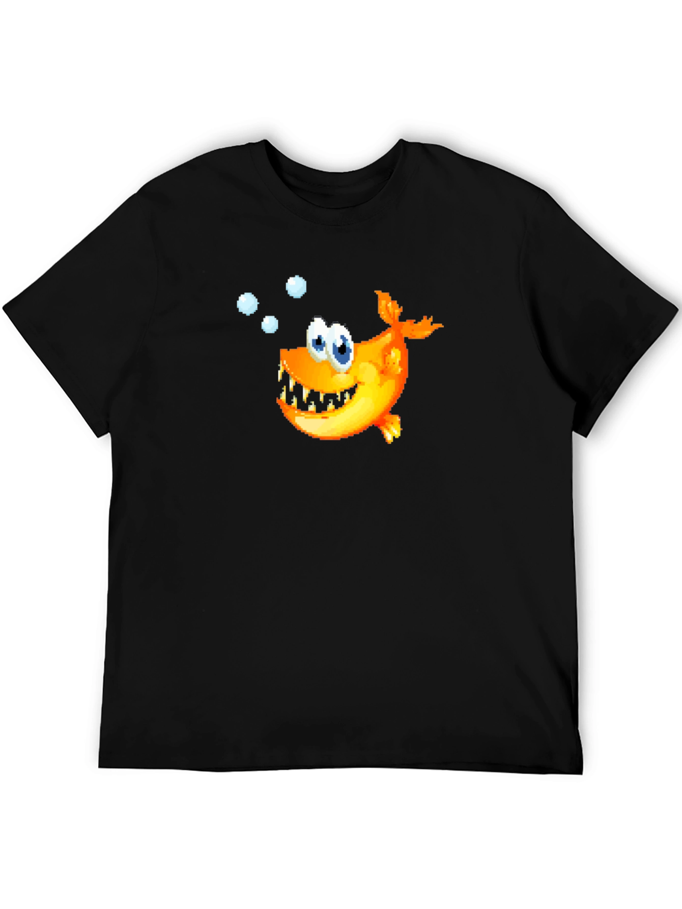 Cartoon Fish Graphic Black T-Shirt