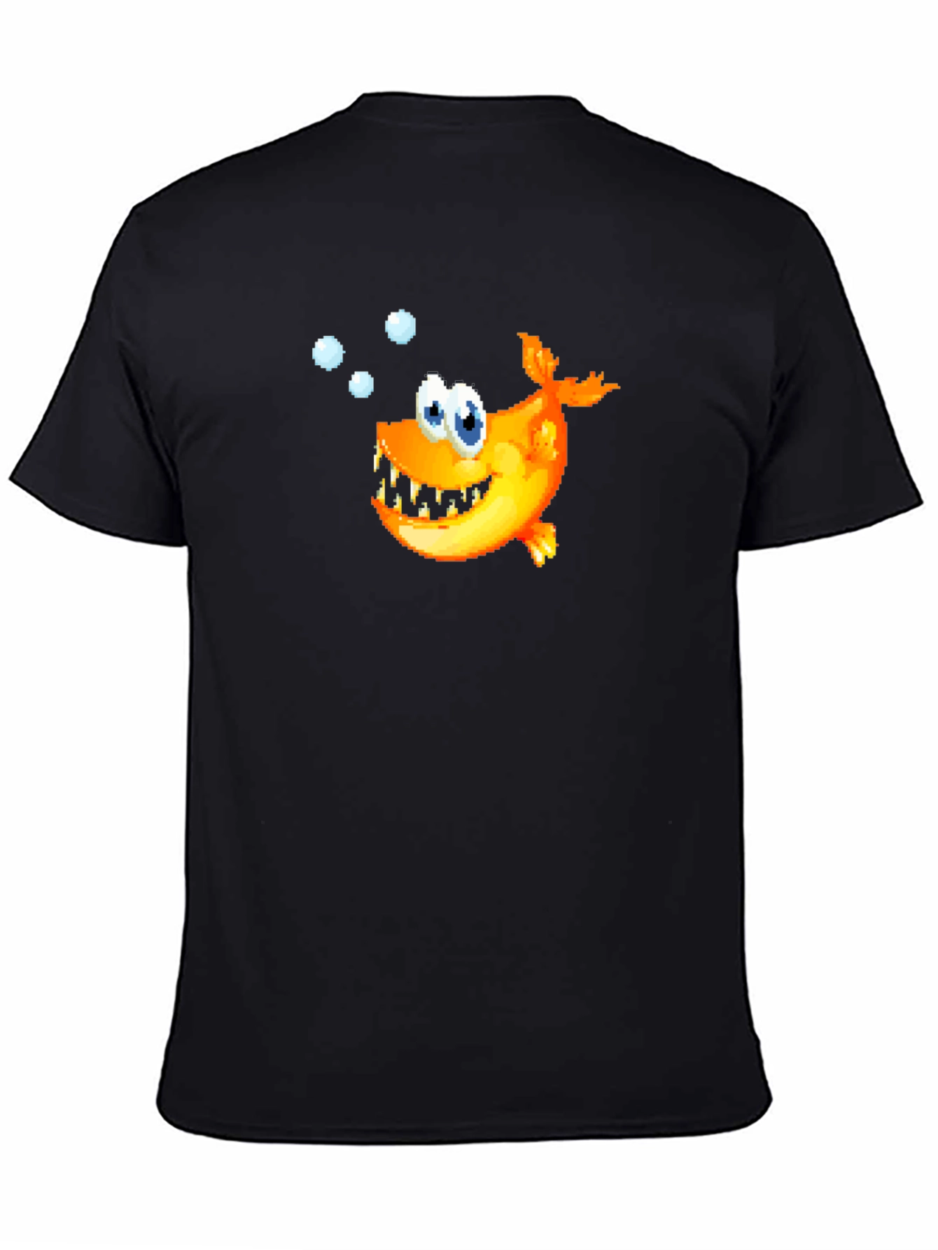 Cartoon Fish Graphic Black T-Shirt