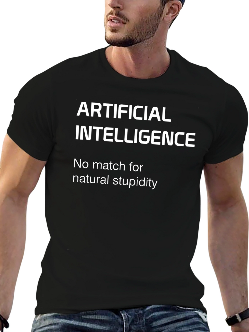 Artificial Intelligence Funny Slogan Black T-Shirt