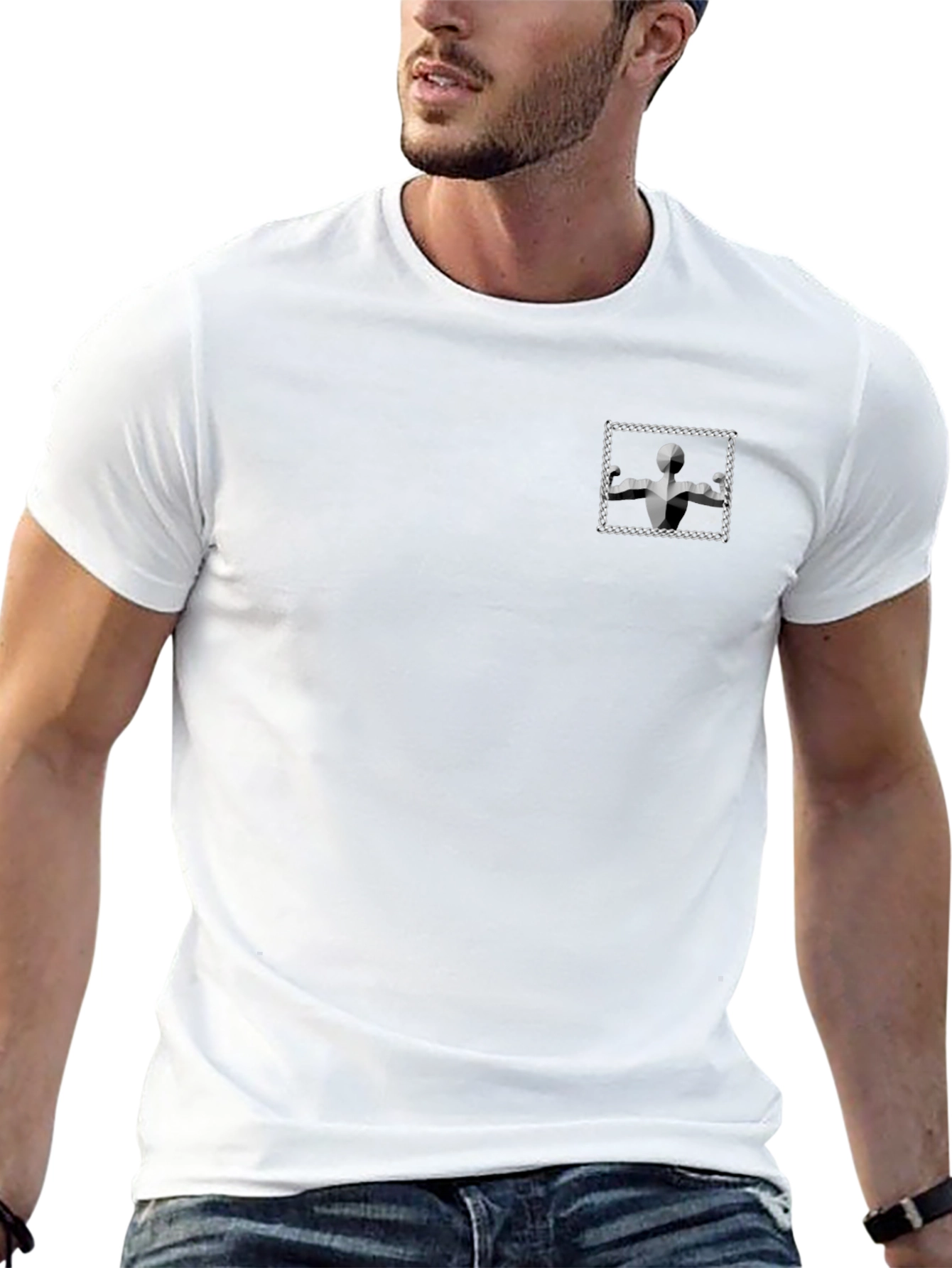 Modern Black T-Shirt with Geometric Graphic