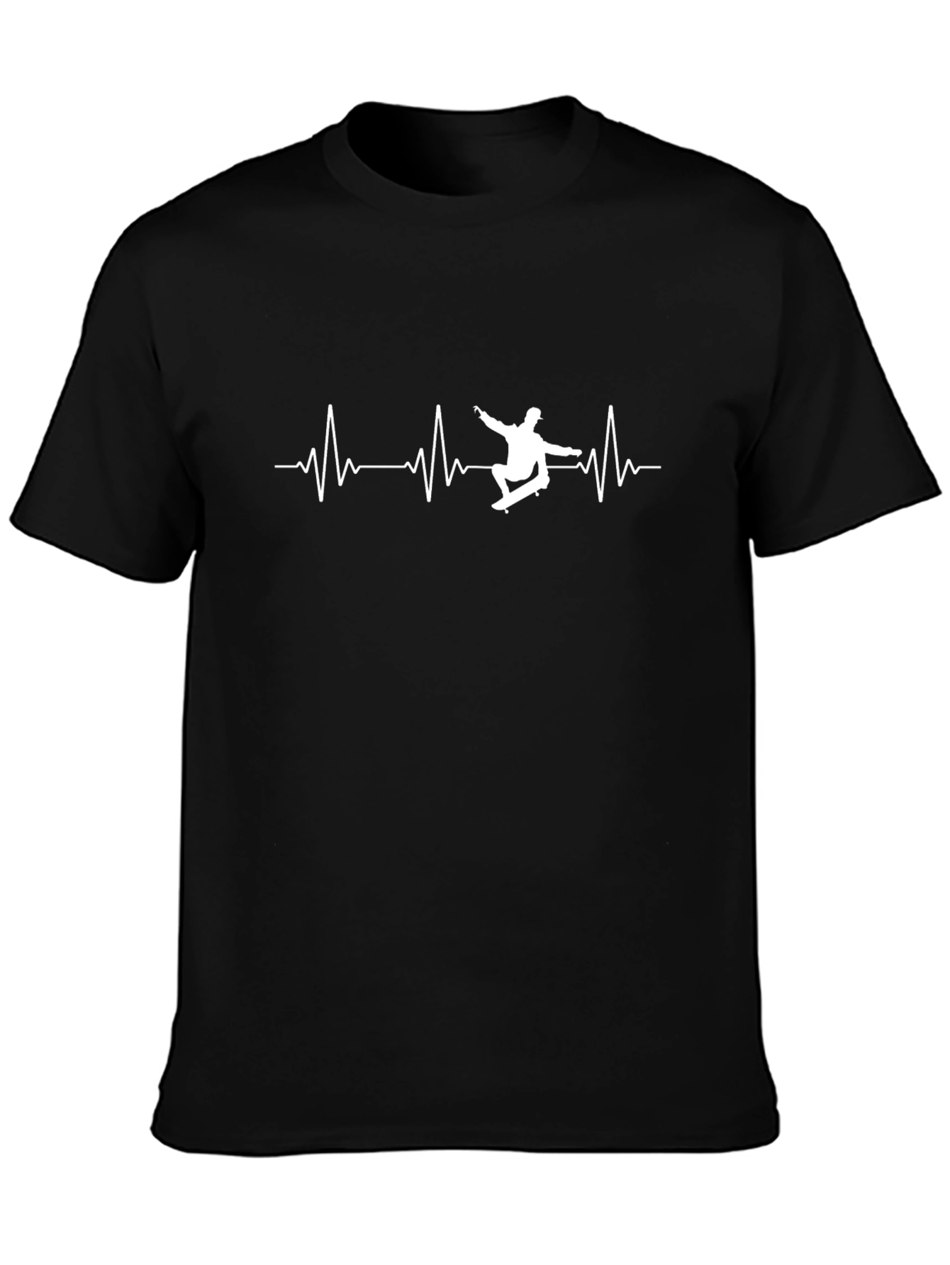 Skateboarding Heartbeat T-Shirt - Black