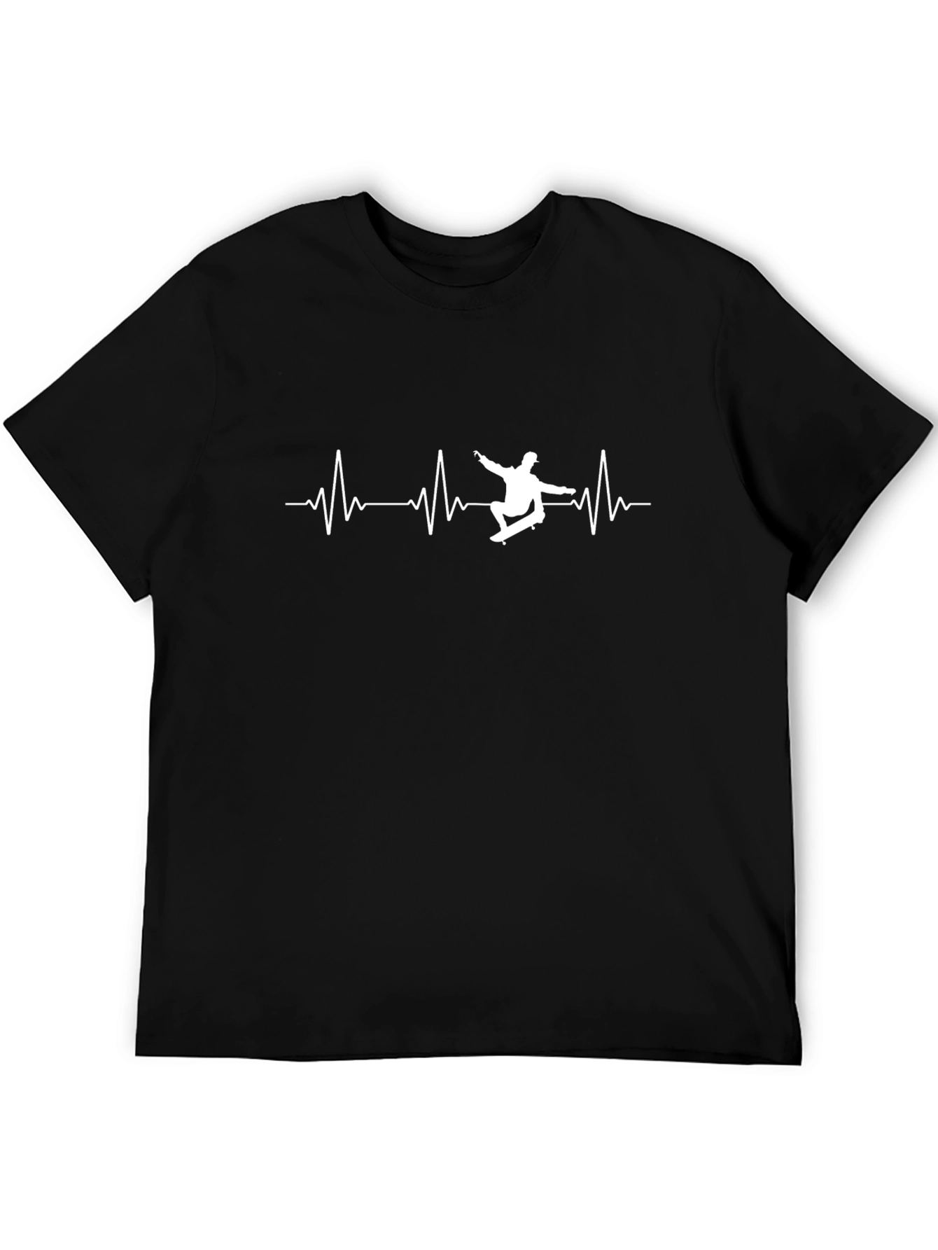 Skateboarding Heartbeat T-Shirt - Black