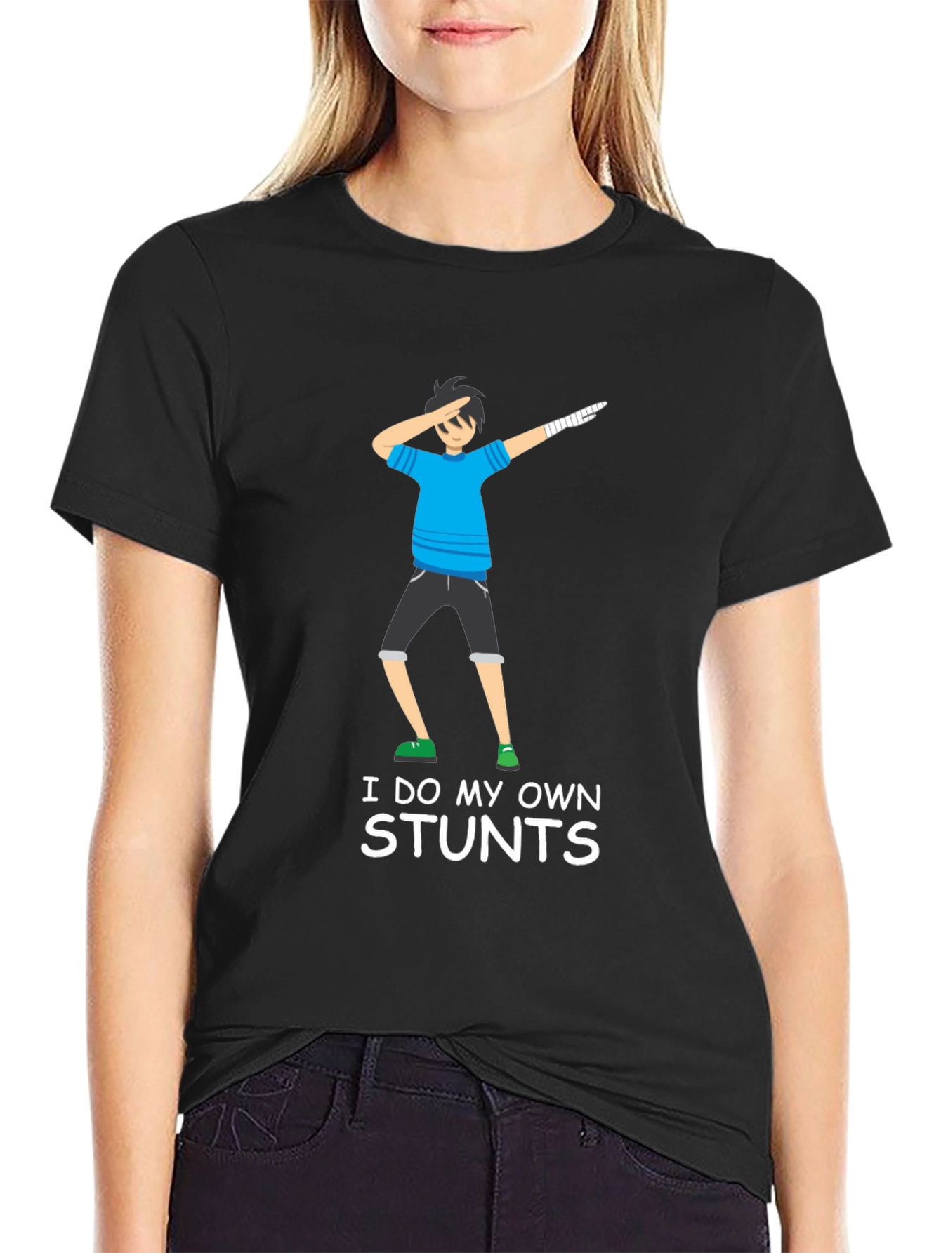 I Do My Own Stunts Graphic Tee - Black T-Shirt