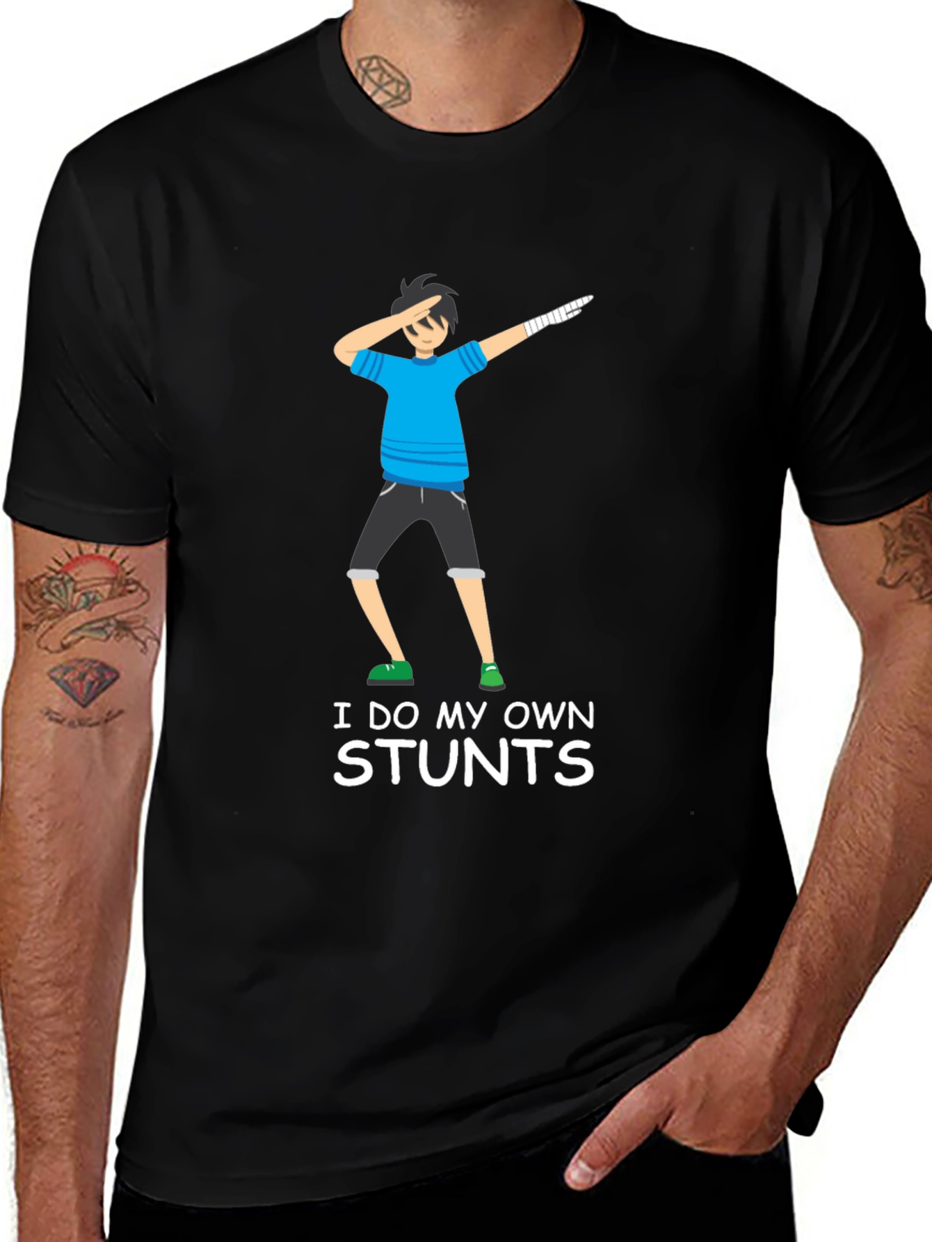 I Do My Own Stunts Graphic Tee - Black T-Shirt