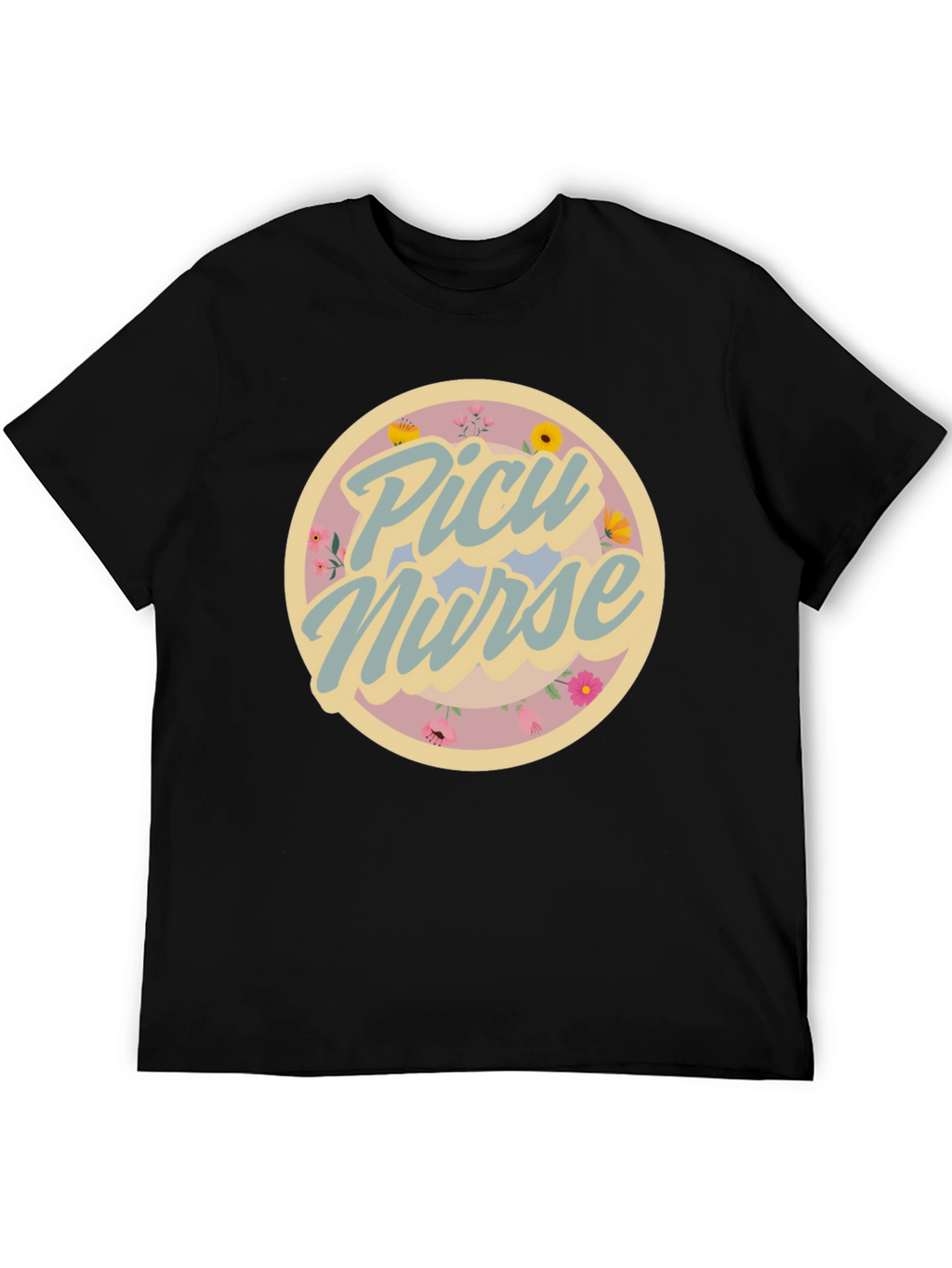 PICU Nurse Floral Graphic T-Shirt
