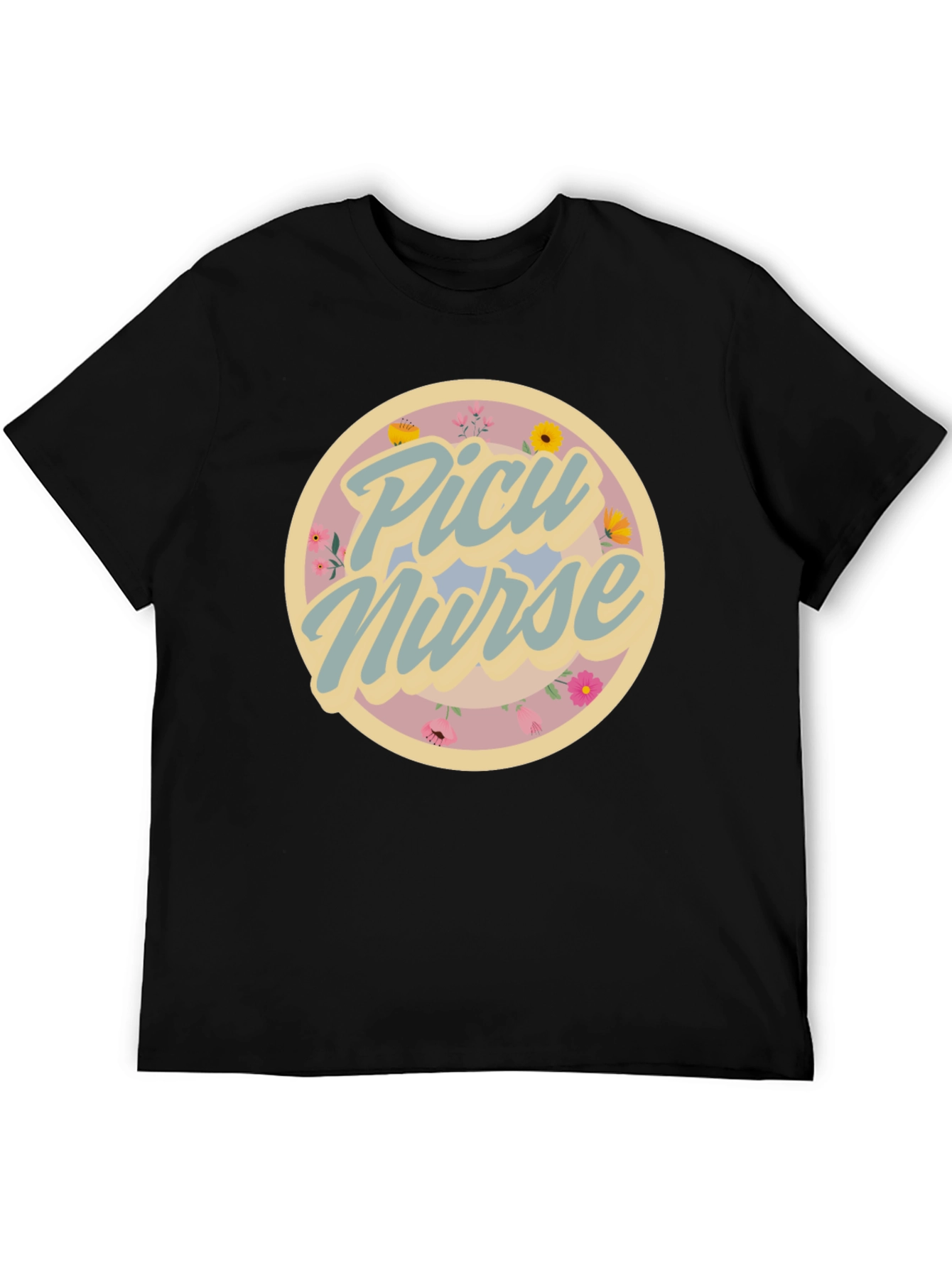 PICU Nurse Floral Graphic T-Shirt