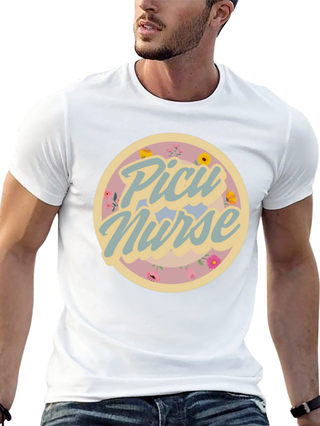 PICU Nurse Floral Graphic T-Shirt