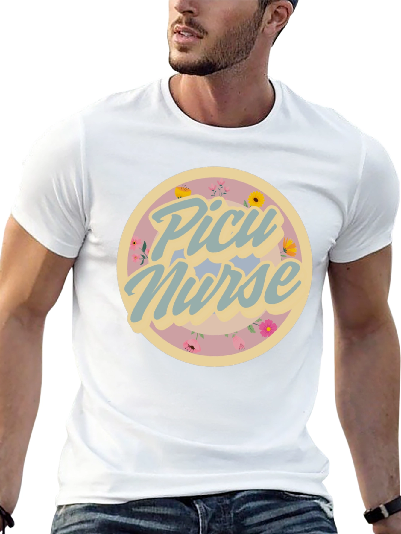 PICU Nurse Floral Graphic T-Shirt