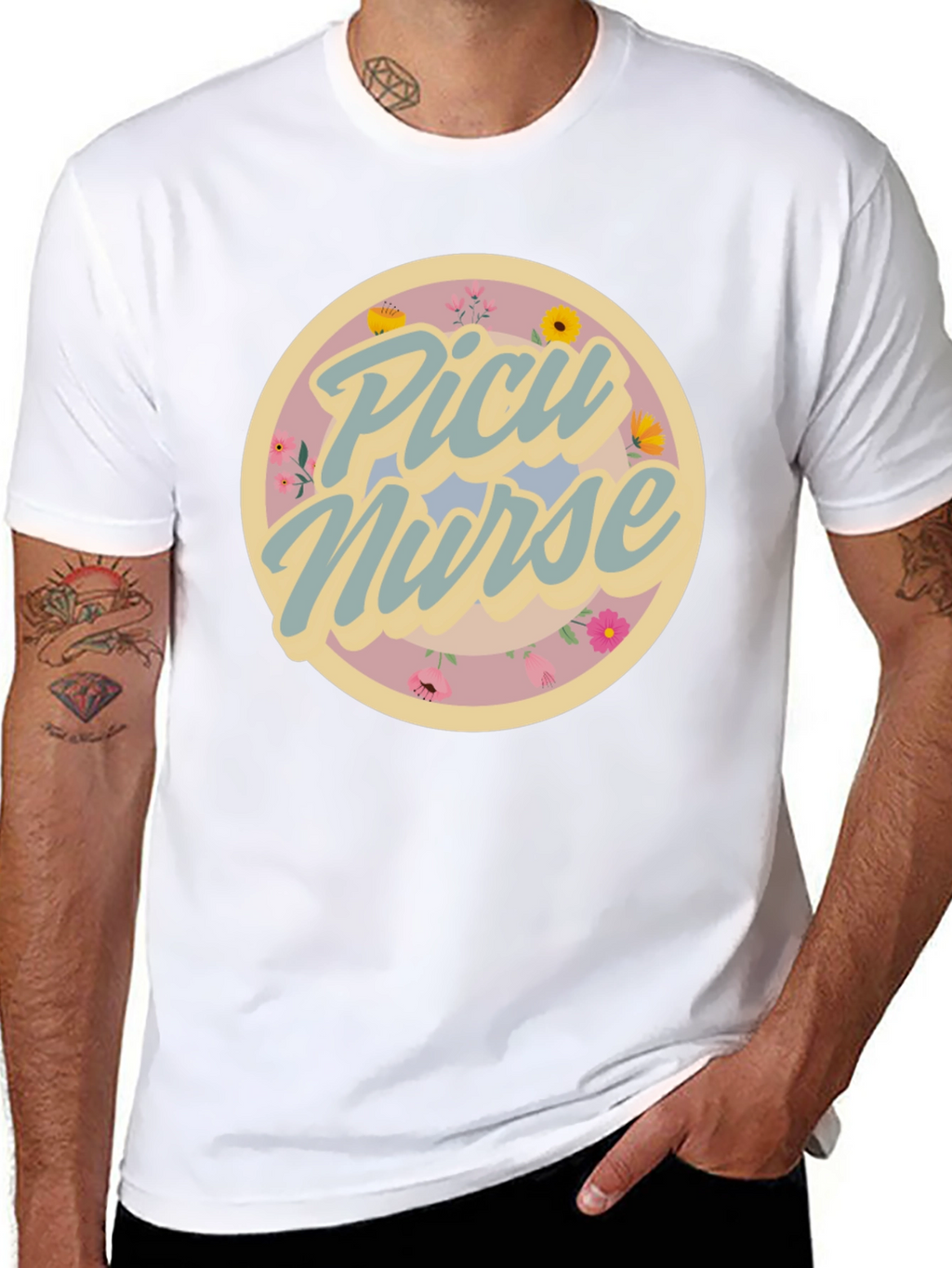 PICU Nurse Floral Graphic T-Shirt