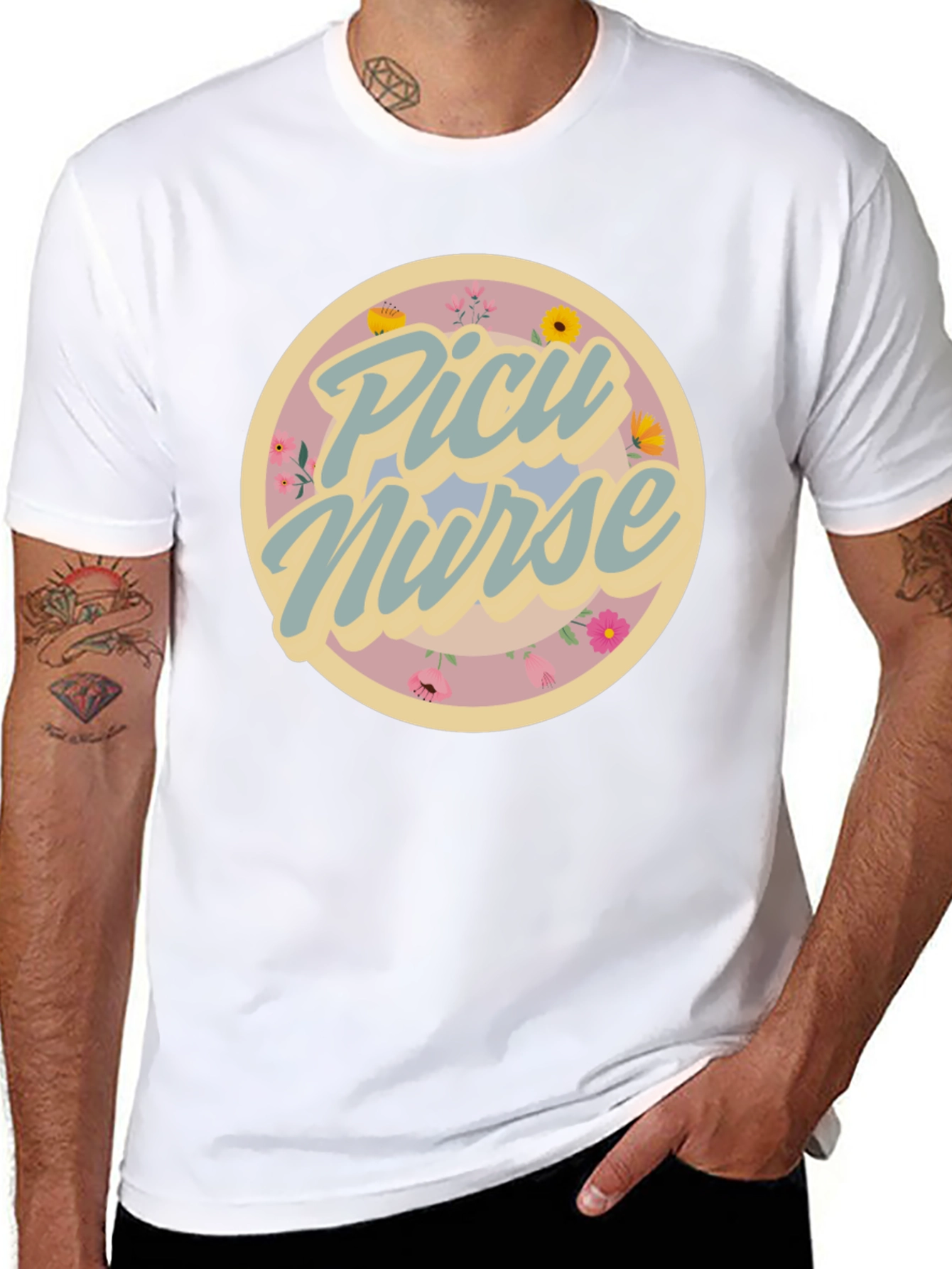 PICU Nurse Floral Graphic T-Shirt