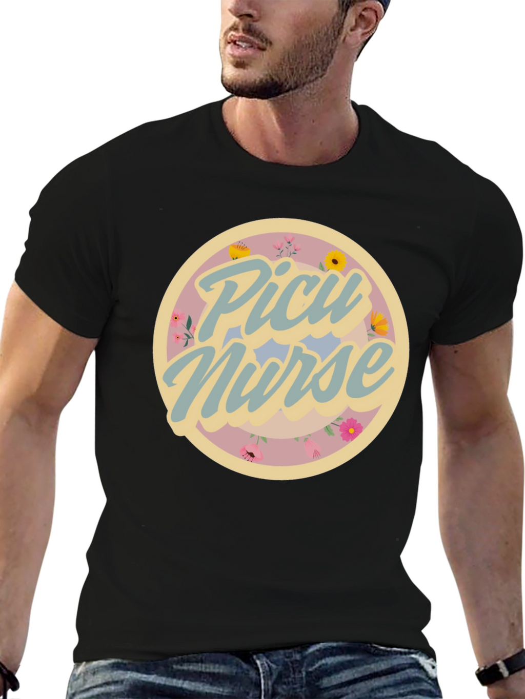 PICU Nurse Floral Graphic T-Shirt