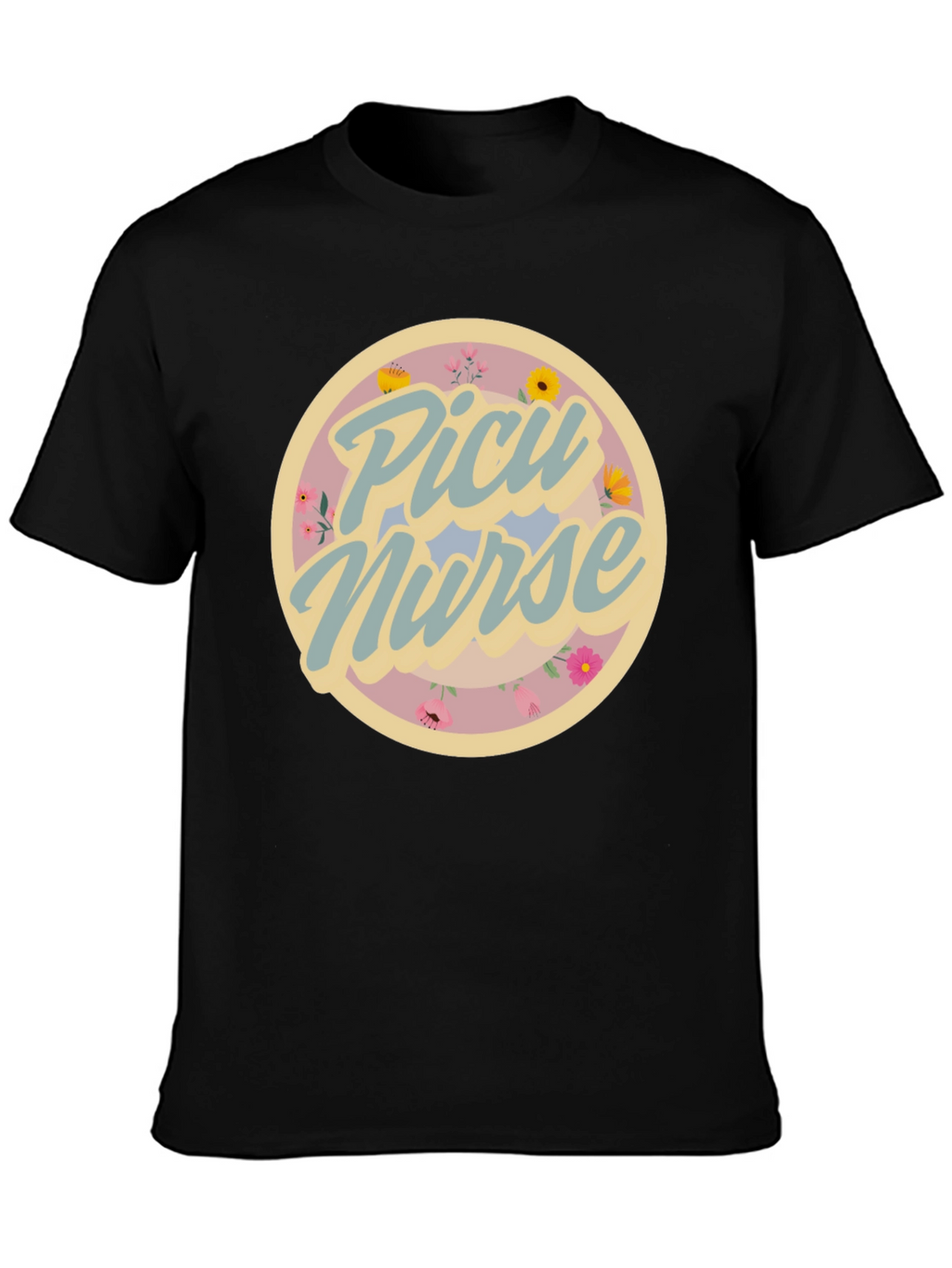 PICU Nurse Floral Graphic T-Shirt