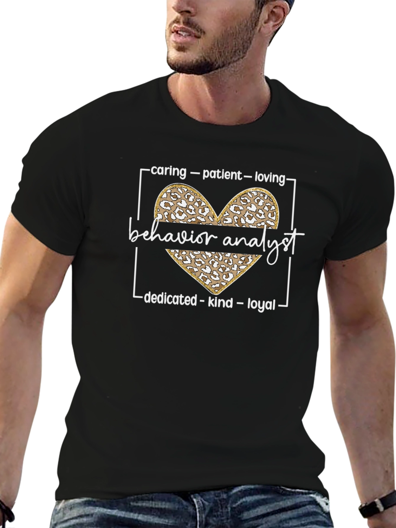 Behavior Analyst Leopard Heart Graphic T-Shirt