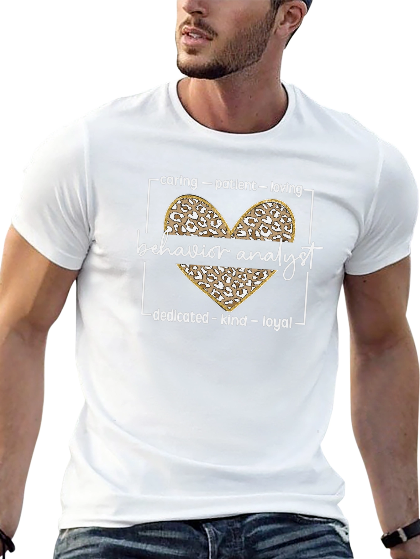 Behavior Analyst Leopard Heart Graphic T-Shirt