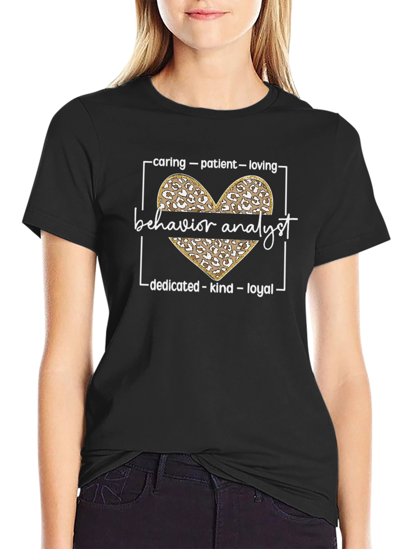 Behavior Analyst Leopard Heart Graphic T-Shirt