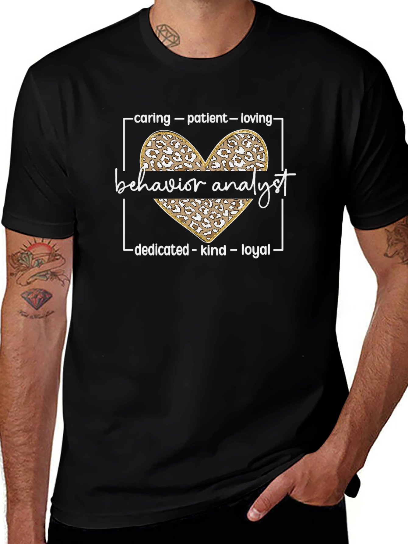 Behavior Analyst Leopard Heart Graphic T-Shirt
